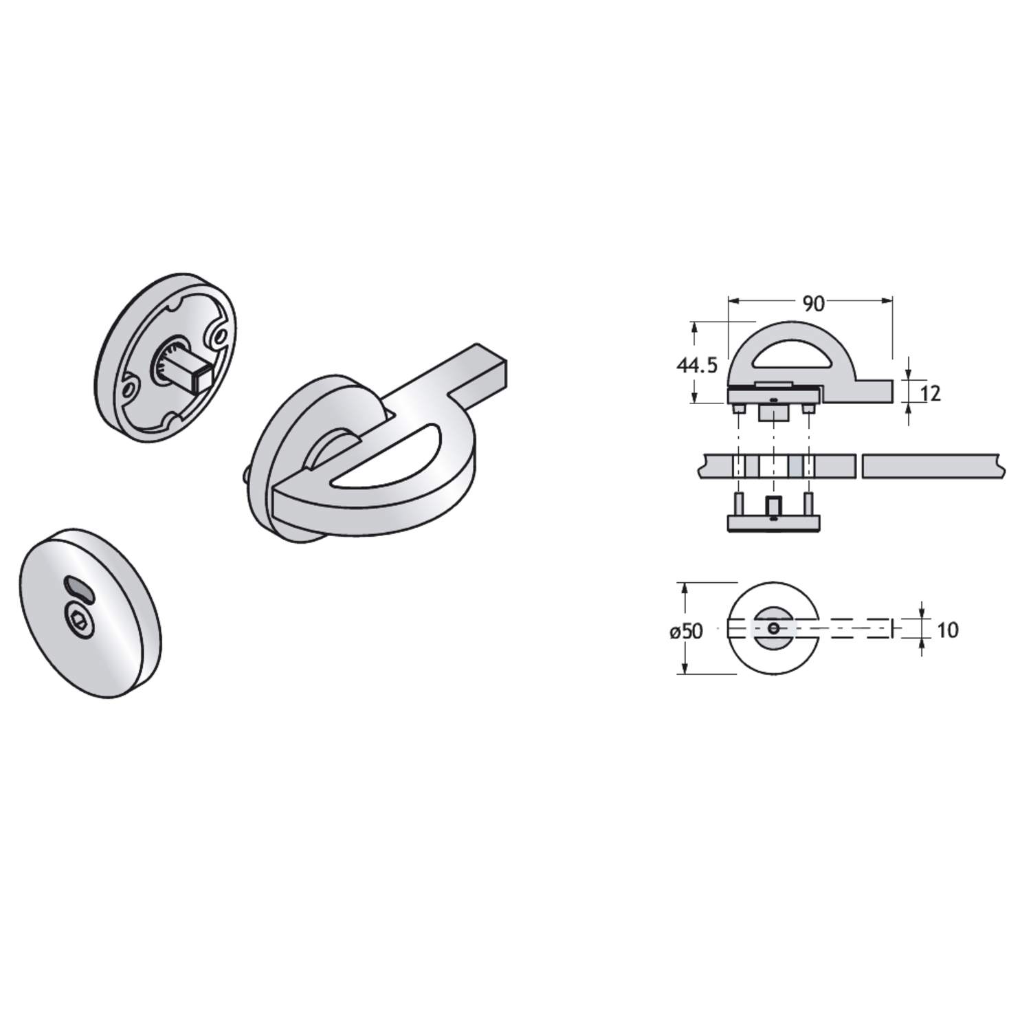 Pba 500-alu dispositif de fermeture libre/occupe s ans gache