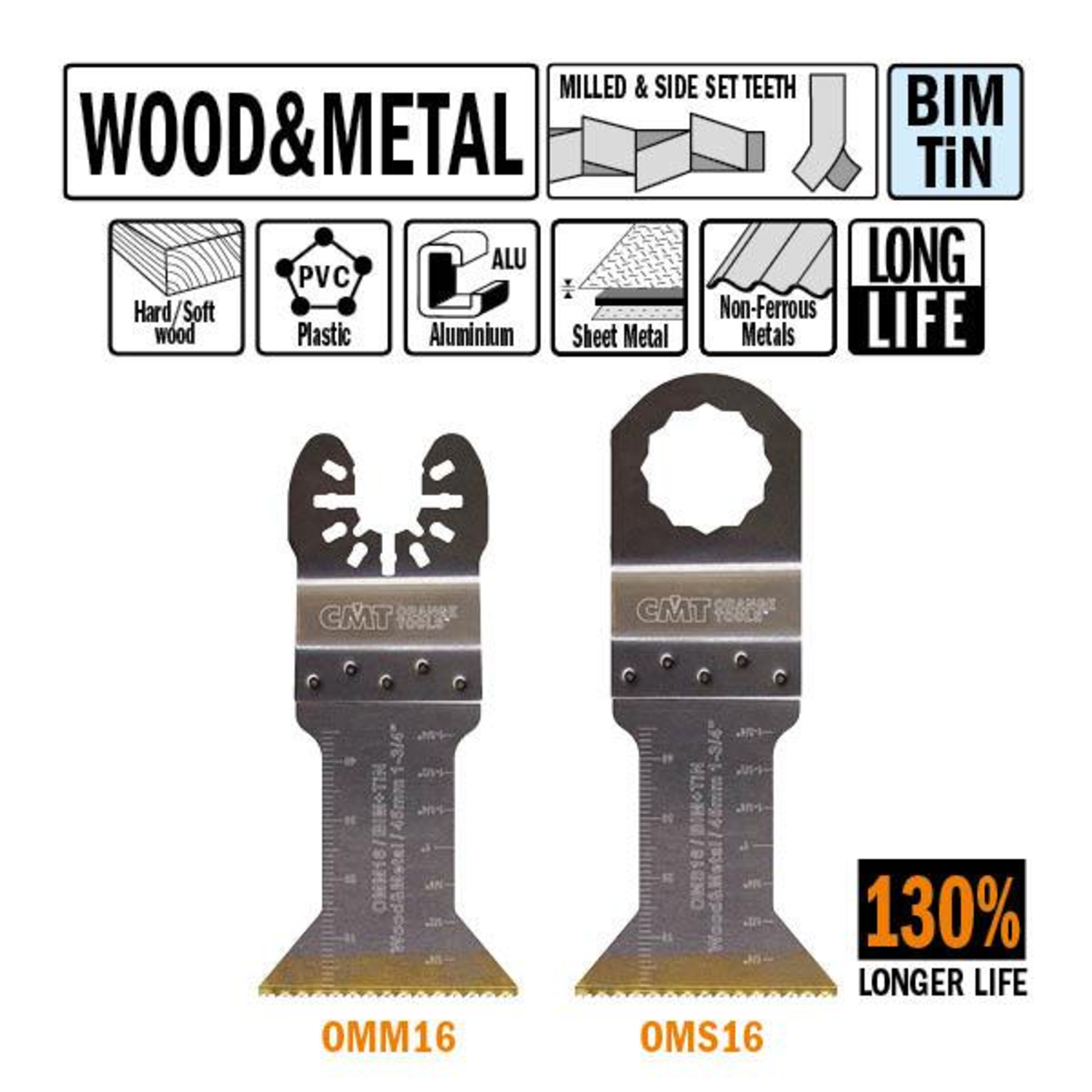 Lame scie multi-outils bois/métal 45mm bim tin x5 