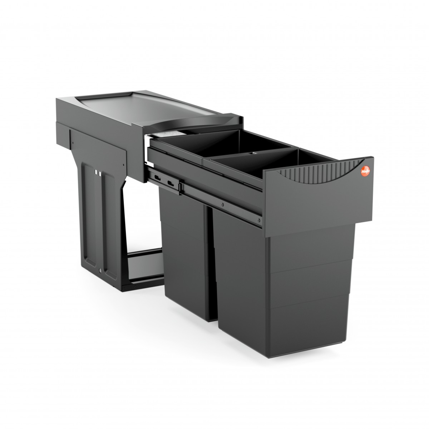 Poubelle hailo tandem iv 2x15l black edition extension totale - recycled