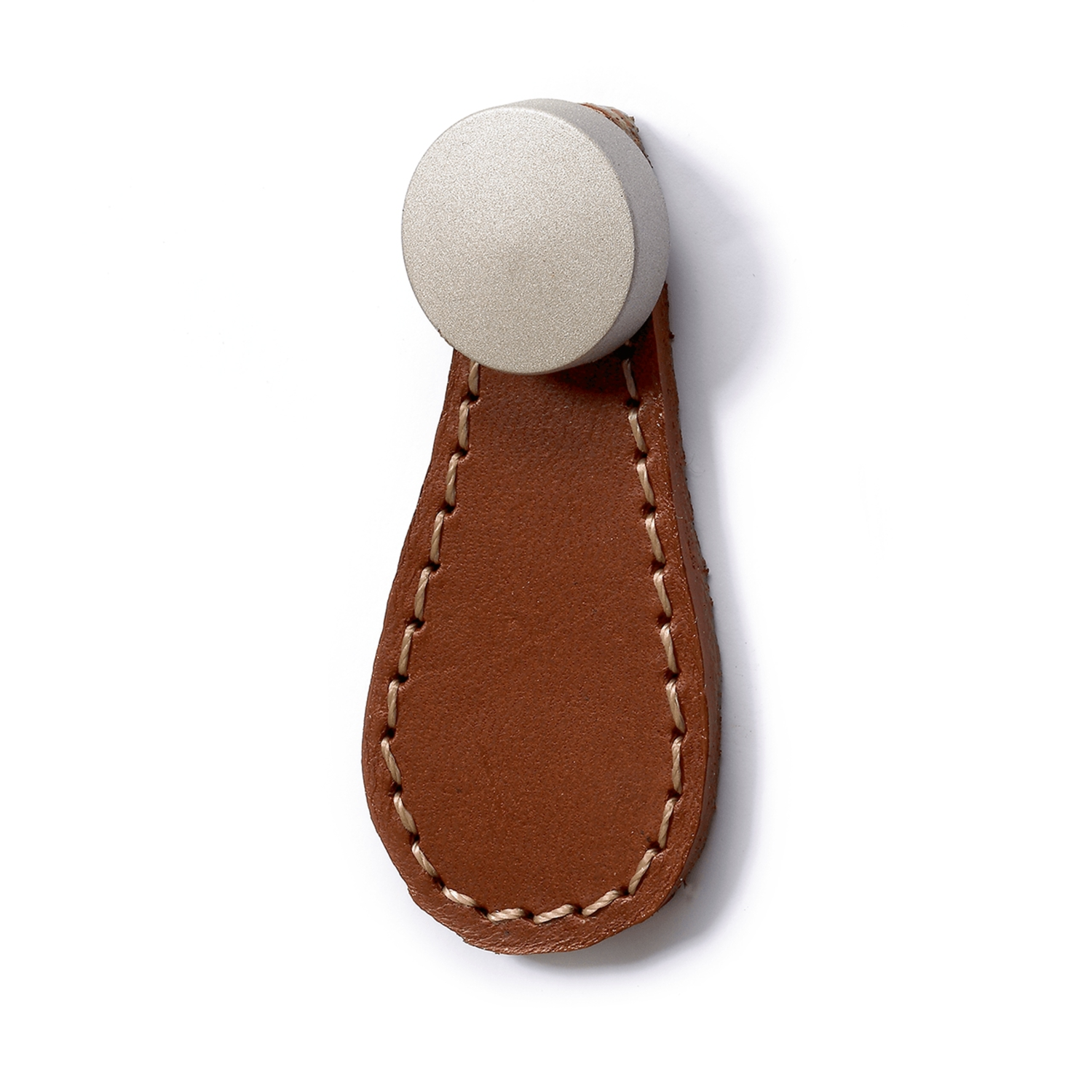 Bouton Galati, L 27 mm, B 3 mm, H 57 mm, cuir brun clair