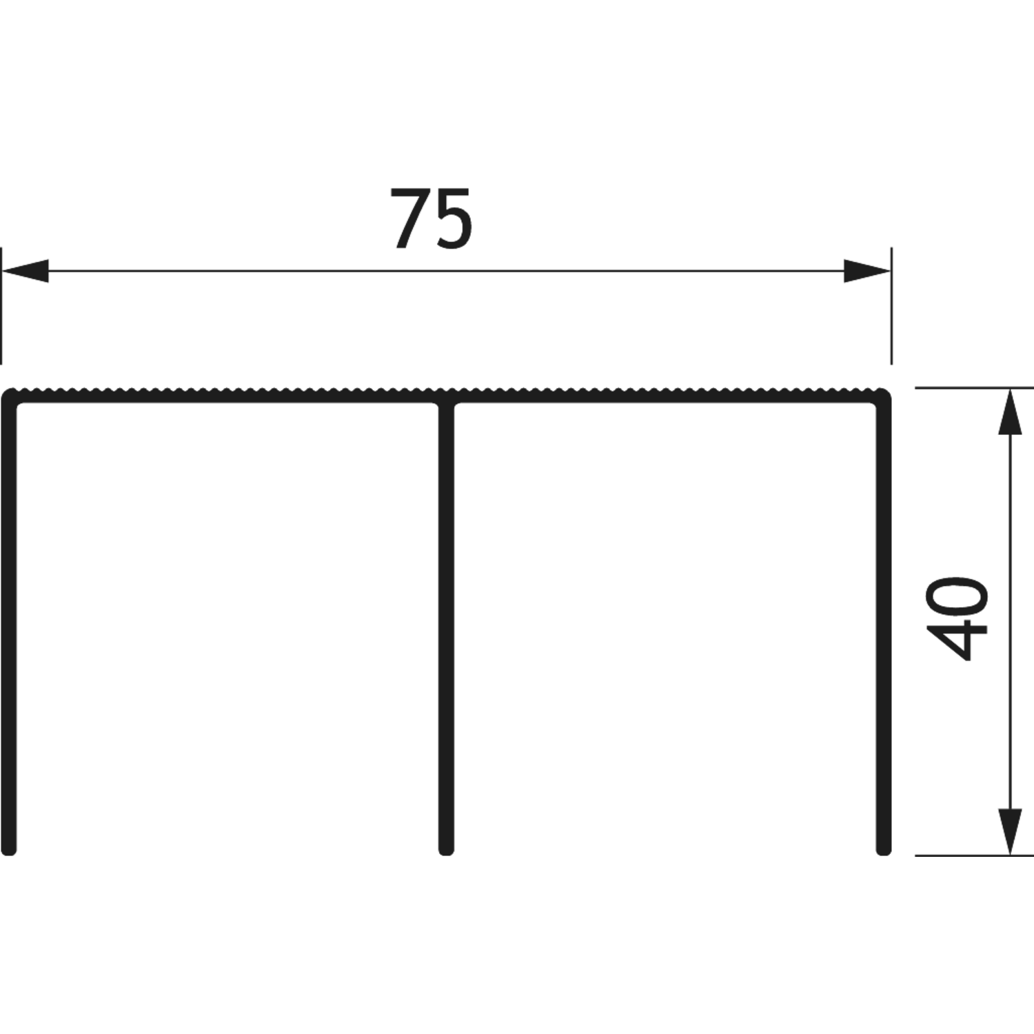 Dubbele bovenrail Terra 6m alu zwart