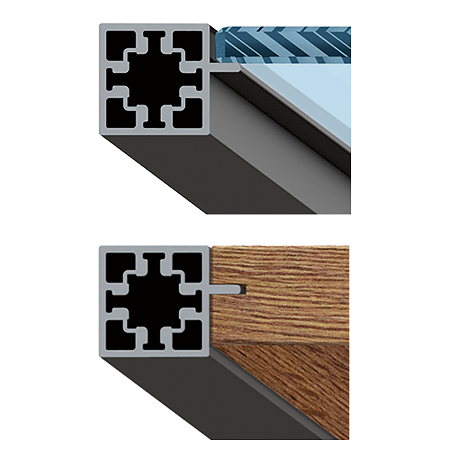 Cadro Glasplaatprofiel / zijwand- / bodemprofiel met groef, 3000 mm, mat zwart