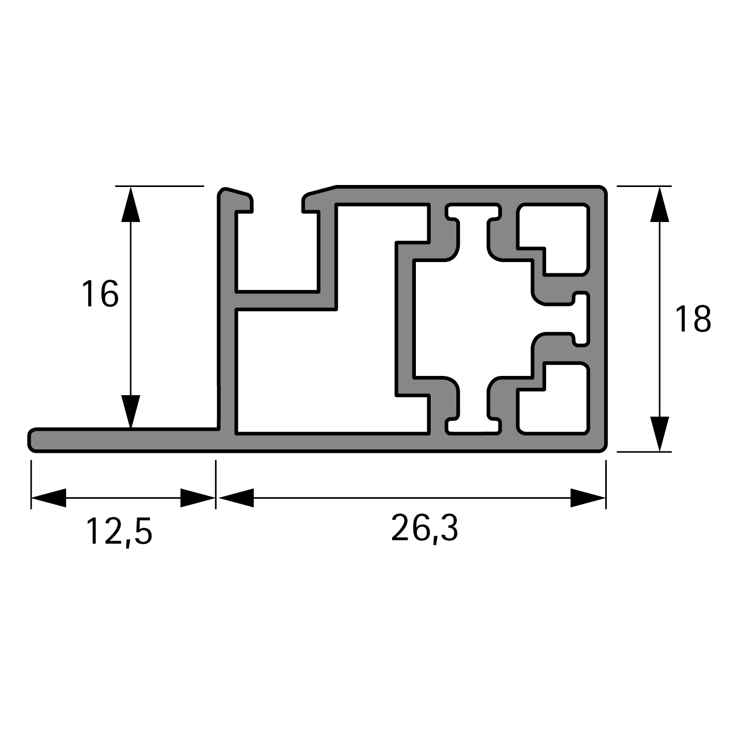 Cadro Profilé pour porte coulissante rentrante, en bas, 3000 mm, Aspect inox