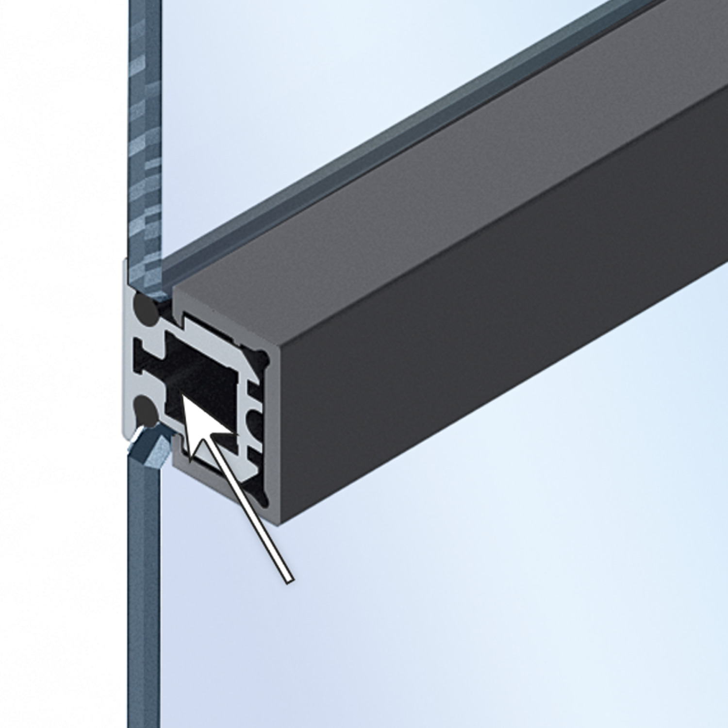 Cadro Profilé central, verre Aspect inox