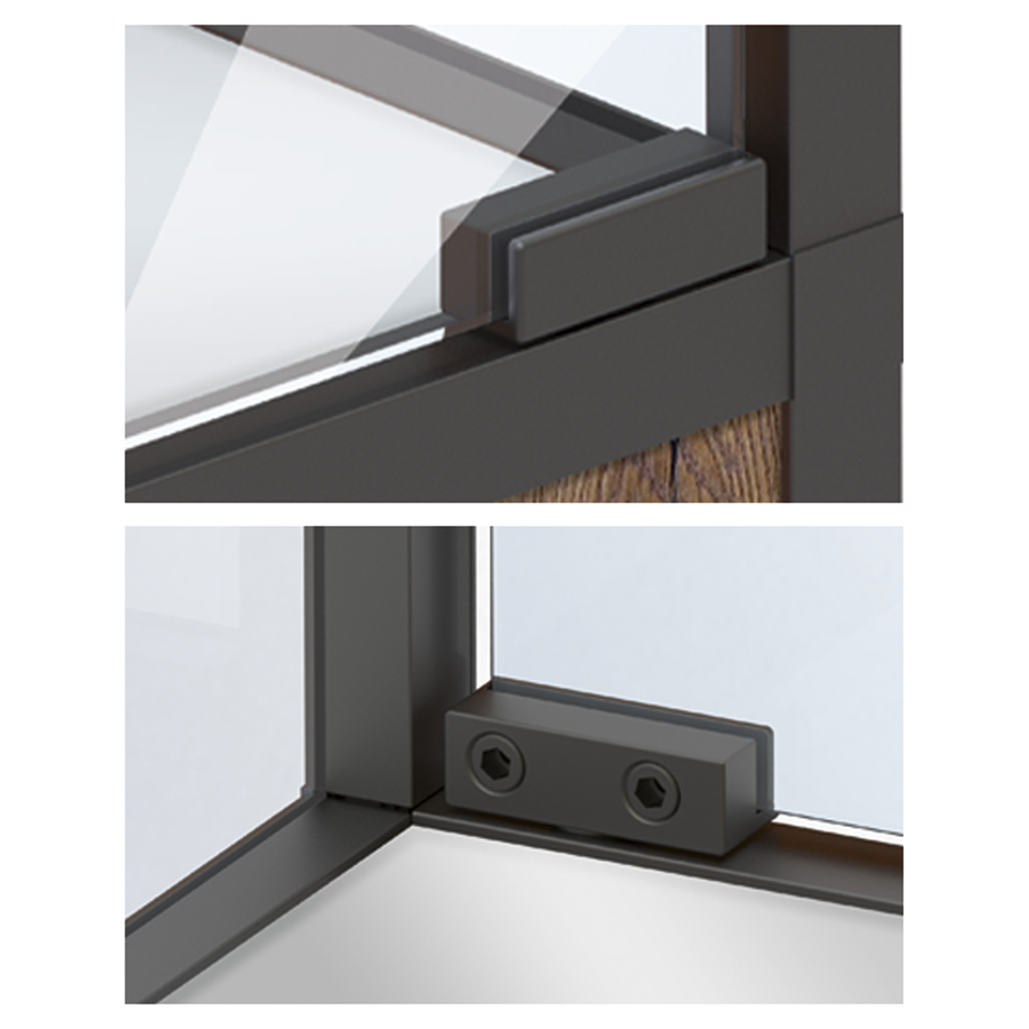 Cadro Vitrine Charnière de porte en verre Aspect inox