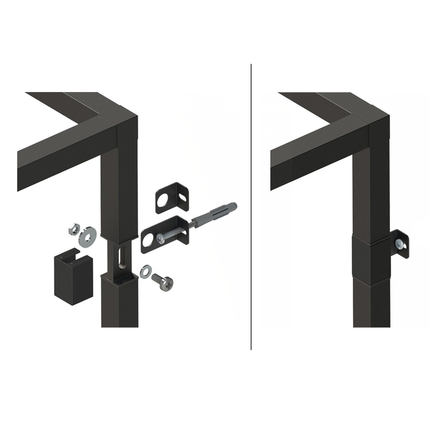 Cadro Fixation murale / Fixation au sol avec agrafe Aspect inox