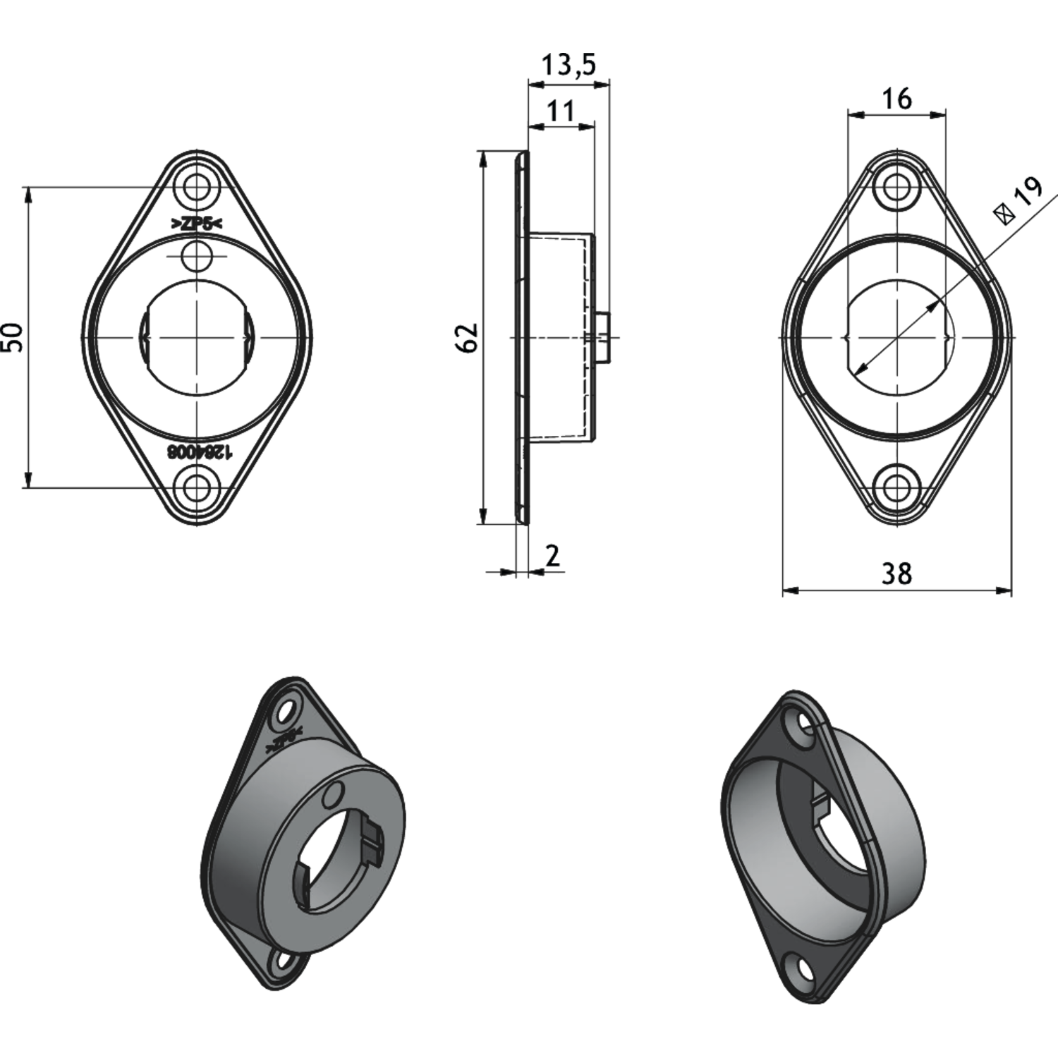 Dial Lock 60/61 adapteur pour porte en bois