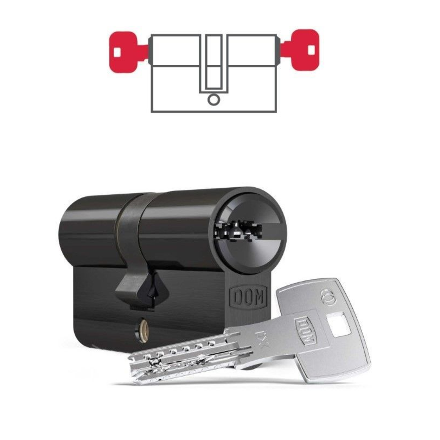 Dom ix twido modular cilinder 30/30 zwart gevarenfun. skg*** boorbeveiliging eigendomscertif