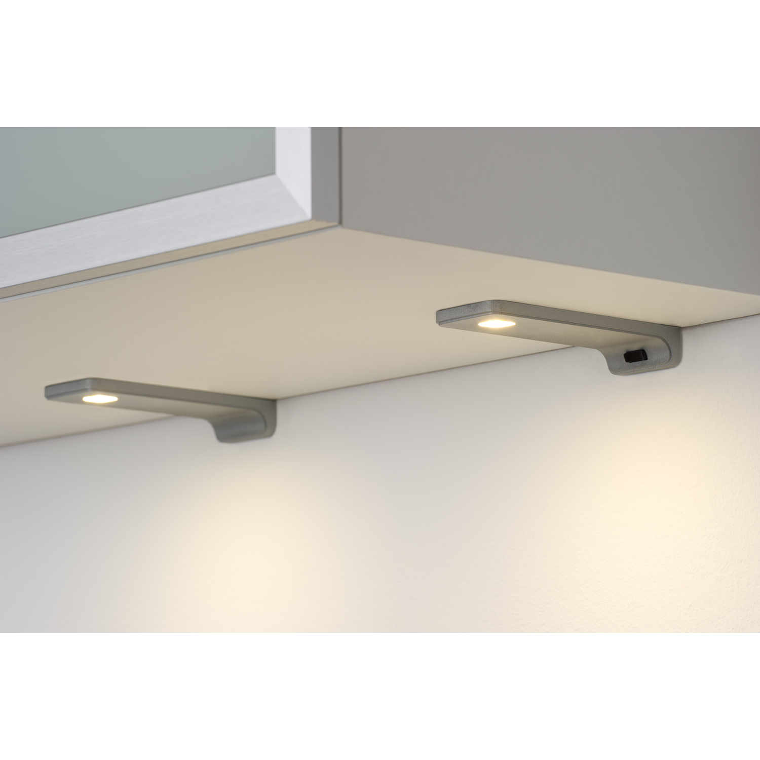 Set 4 Led reiled onderbouw 3W 3000K RVS look touch 10w met dimmertransfo