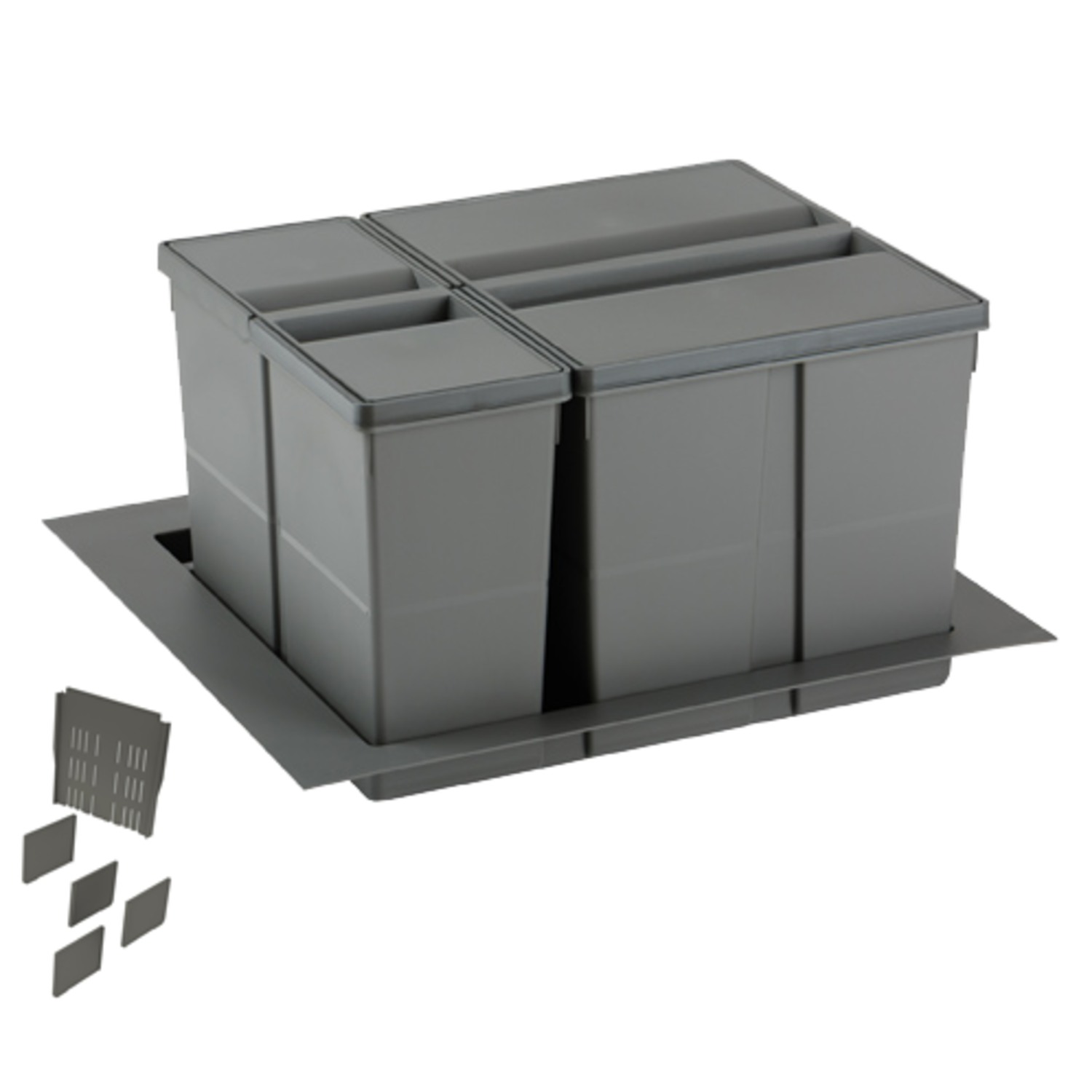 Ladeafvalsysteem 9xl line k.600mm h.277mm 1x 26l + 1 x 11 L oriongrijs