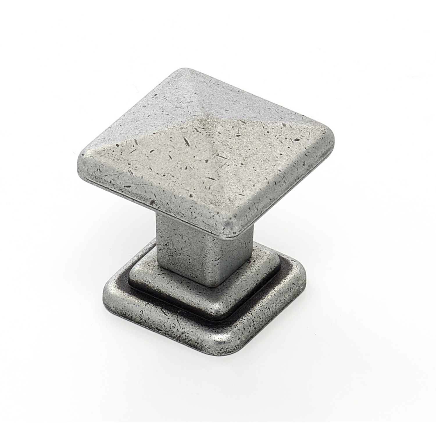 Knop tower square+achterplaatje mat ijzerkleur