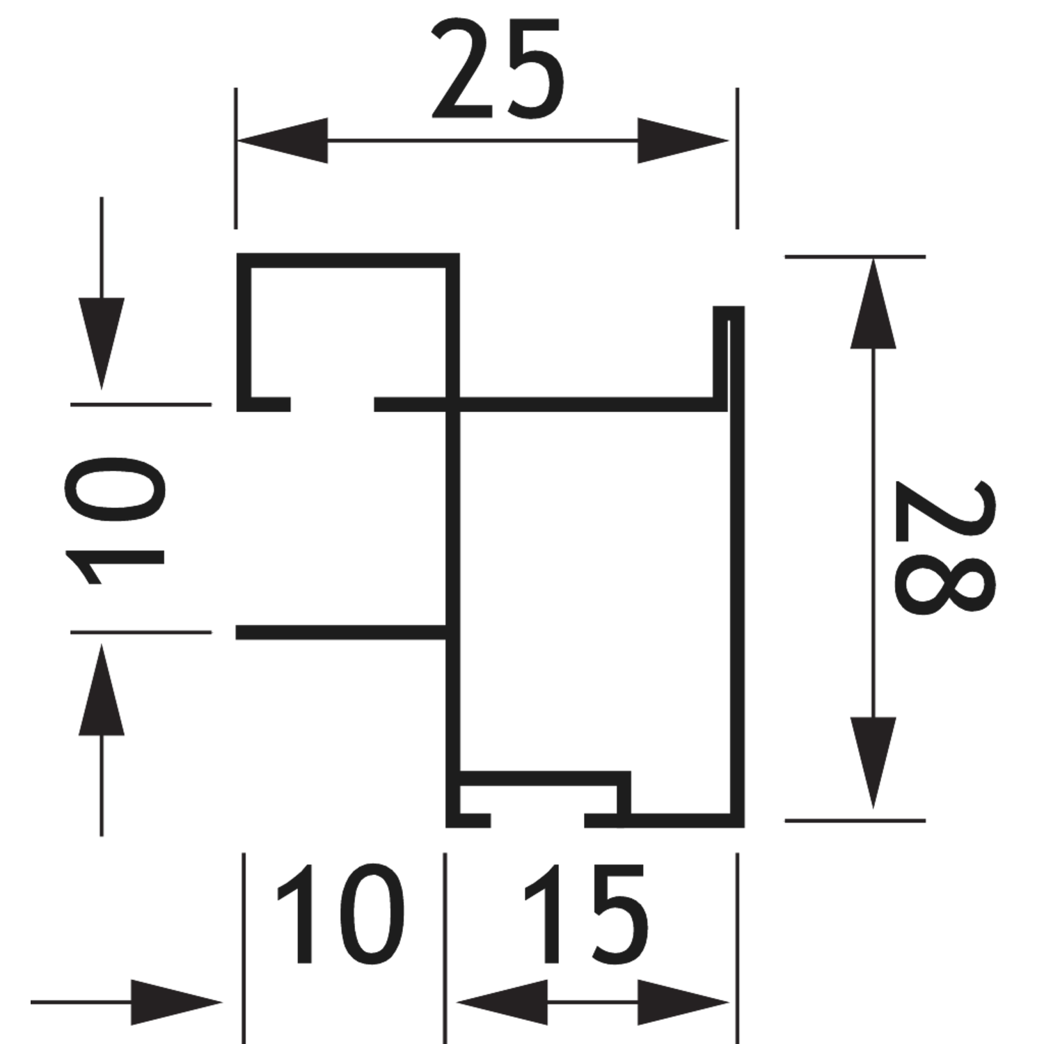 Profil vertical TR10mn Terra 2.6m alu blanc  