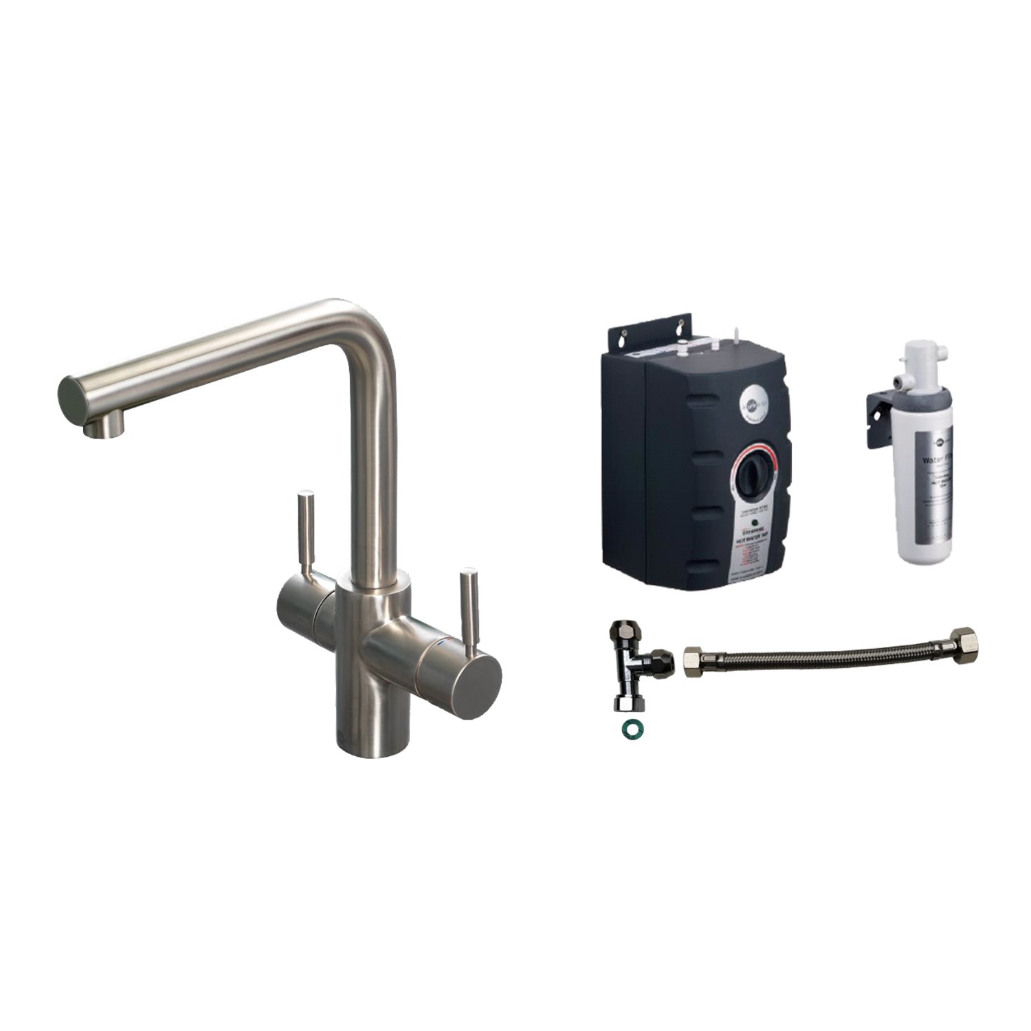Insinkerator 3n1c 3 in 1 l-water tap chroom  +tank + aansluitset