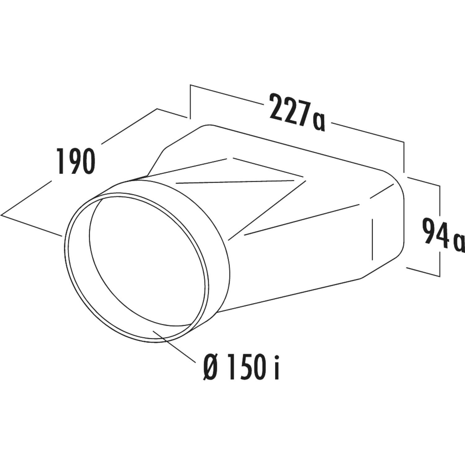 Transition cond. plat/rond (94x227x190mm  94x227x190mm