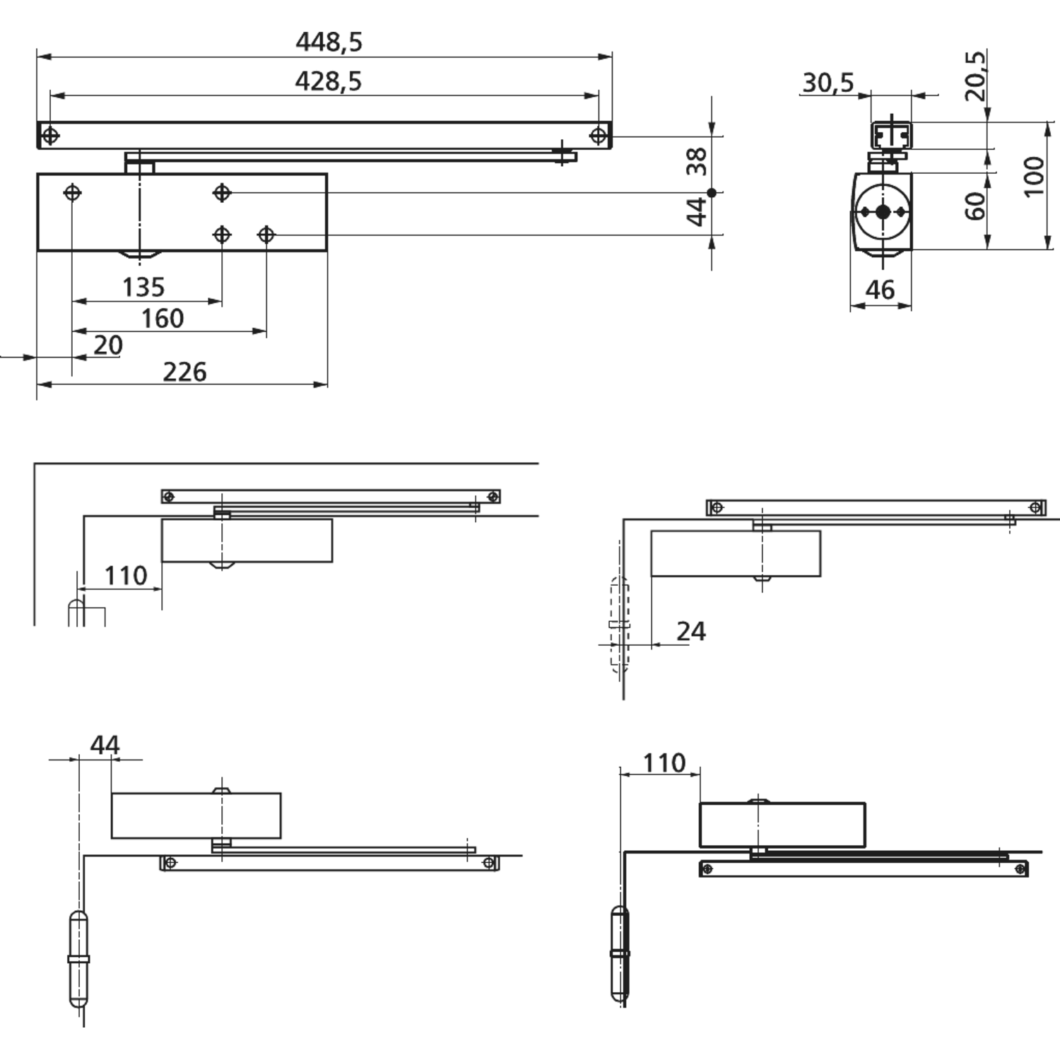 Geze ferme-porte ts 3000 v argentee(sans bras)  