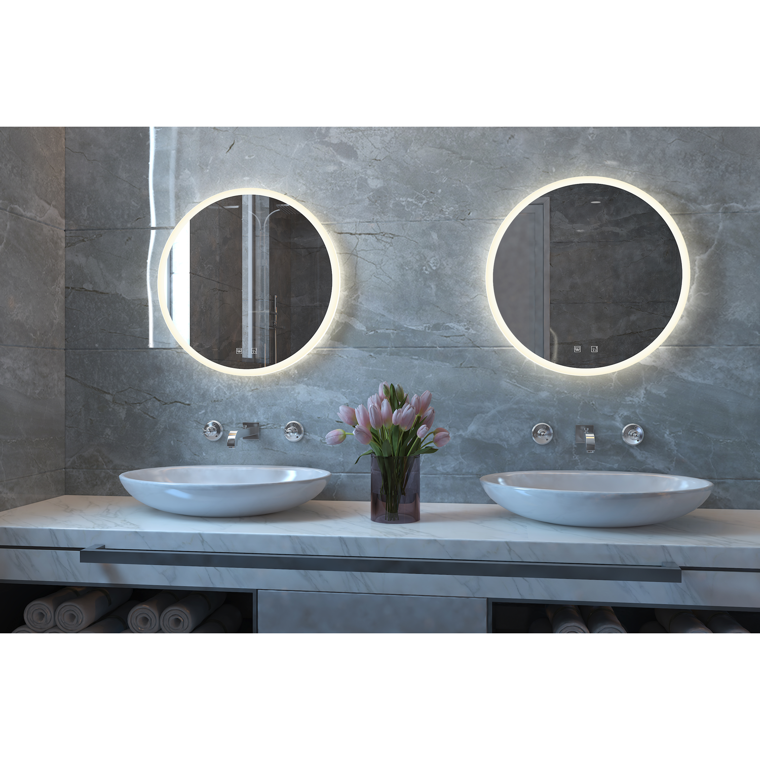 Miroir rond d600mm+miroir chauff.+variat kelvin 