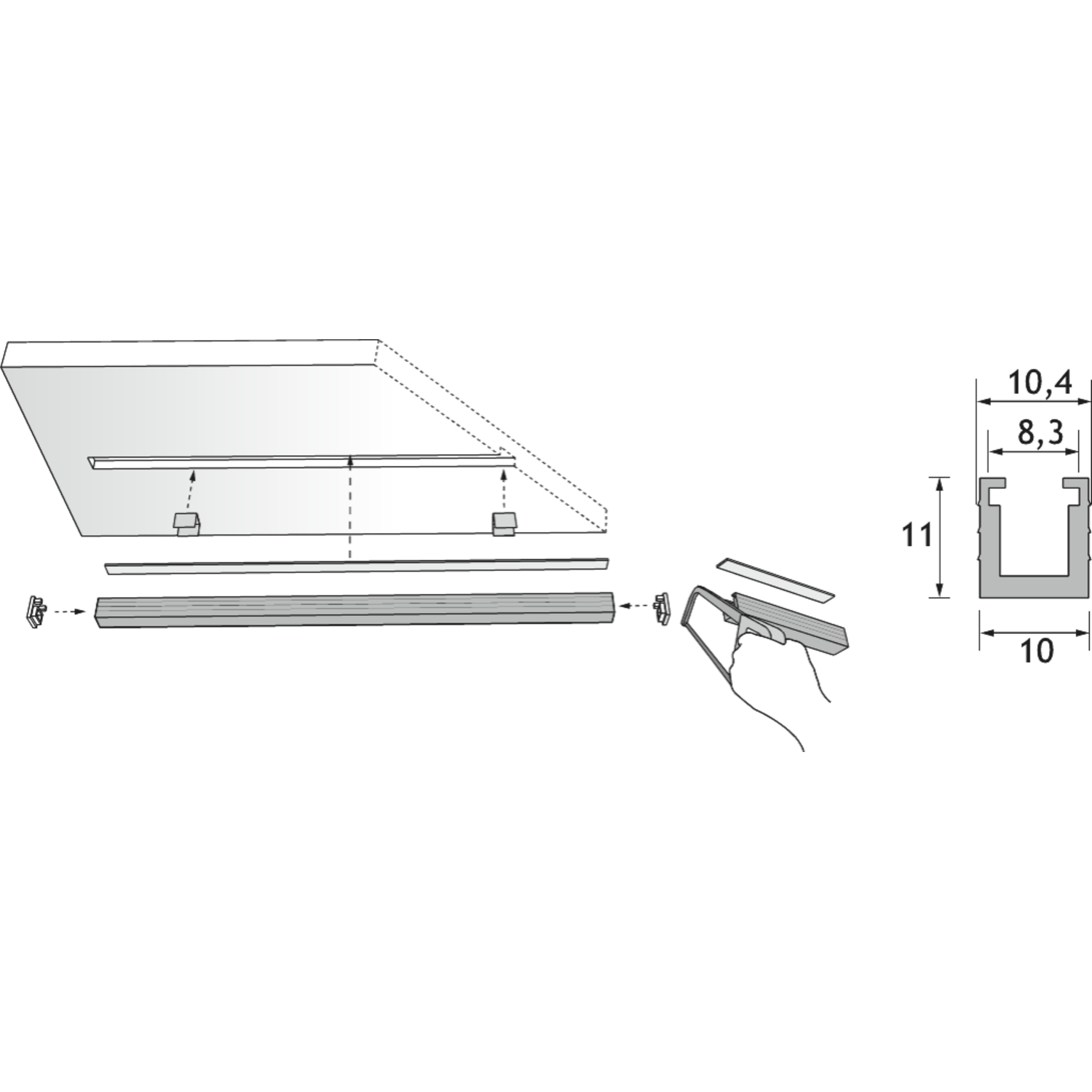 Pro Sky plexi led profiel 3000mm