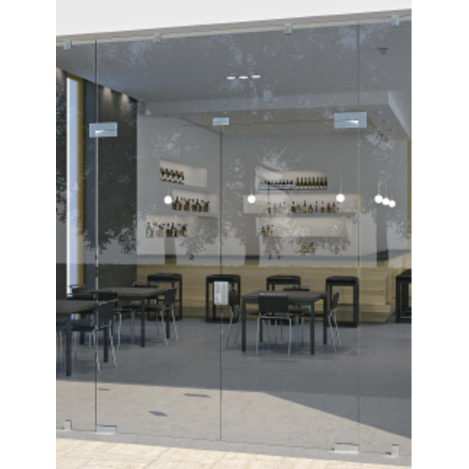 Pivot boven, voor 10/13.5 mm glas, B164 H51, geborsteld rvs