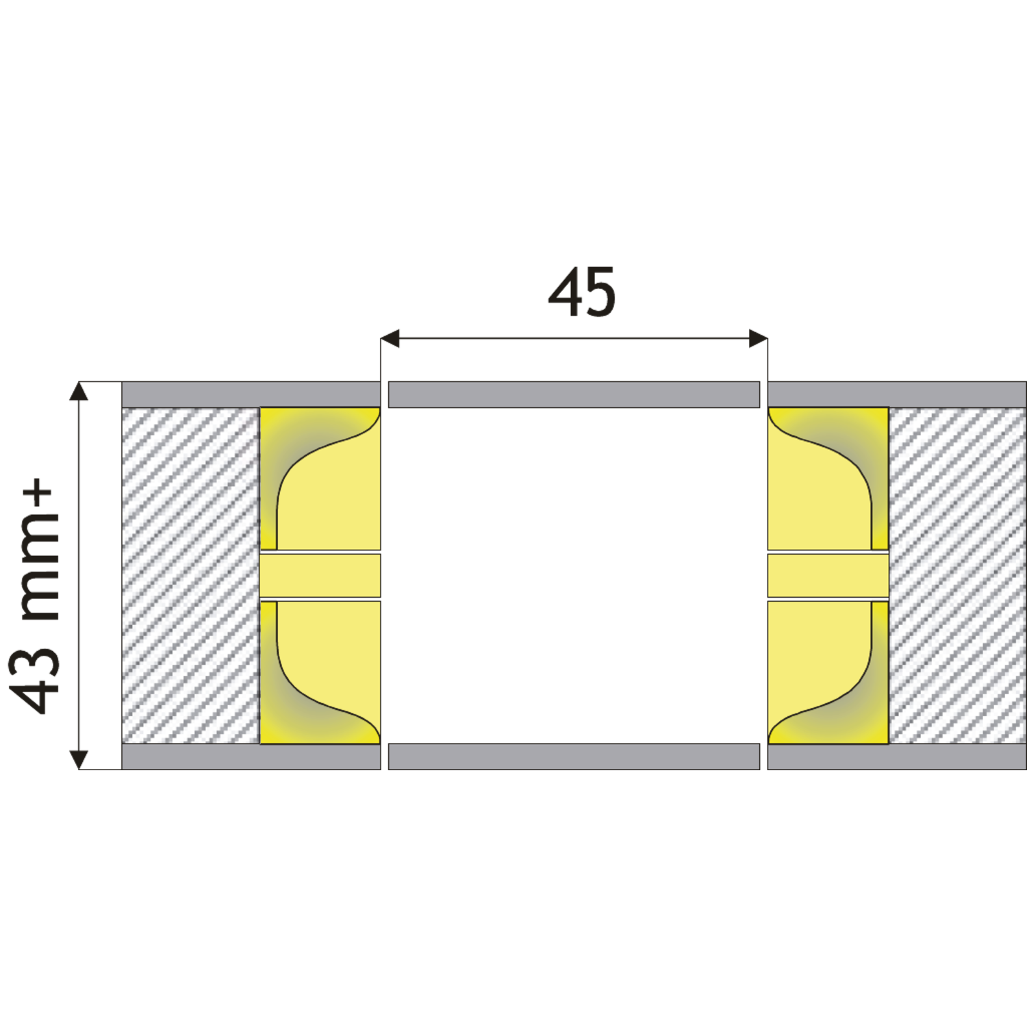 No-ha 2.0 slide schuifdeurgreep 43mm