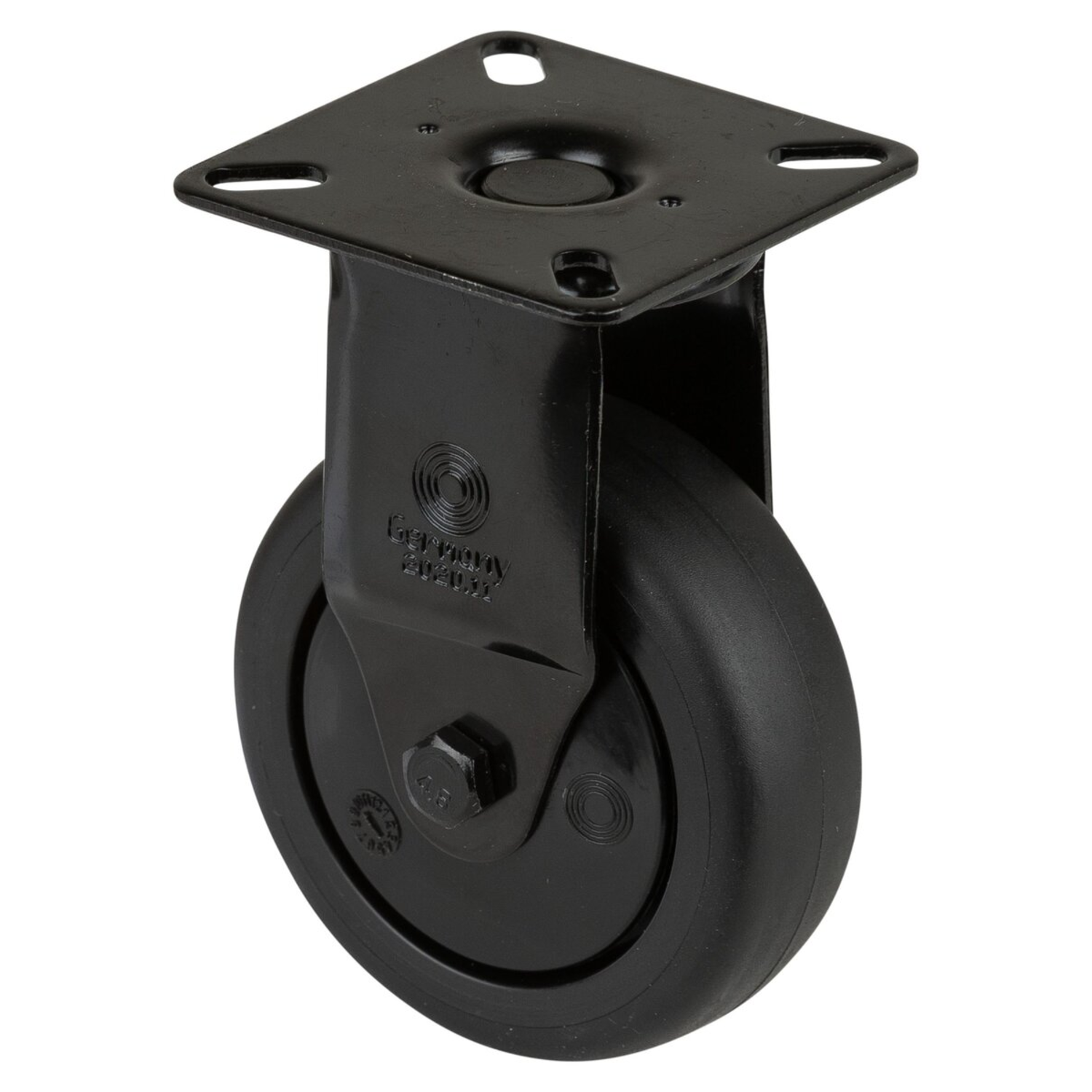 Vast wiel d 75mm h103mm rubber zwart 60kg