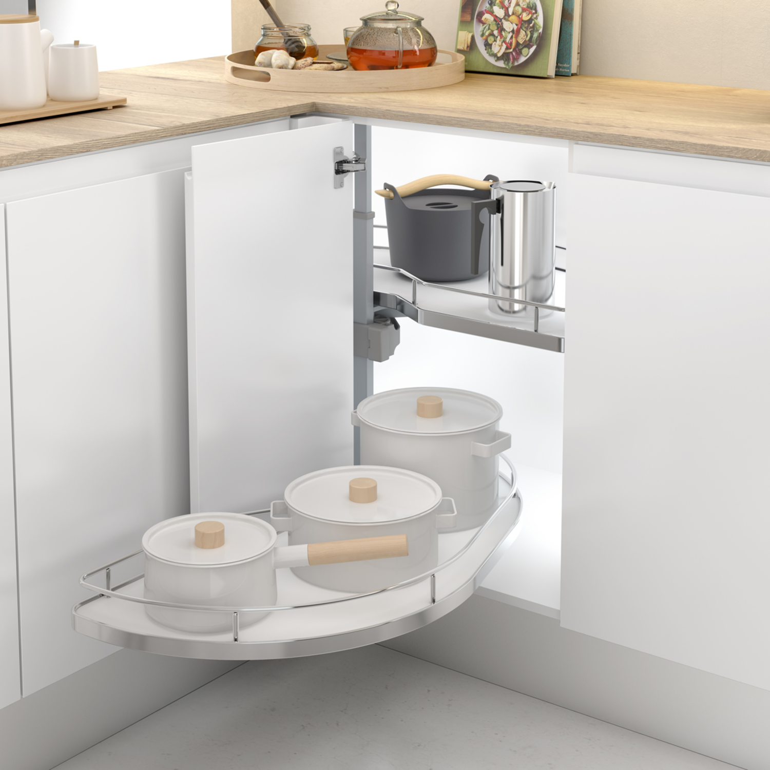 MC Line Dolphin 60cm rechts chroom/wit met dubbel dempingsysteem
