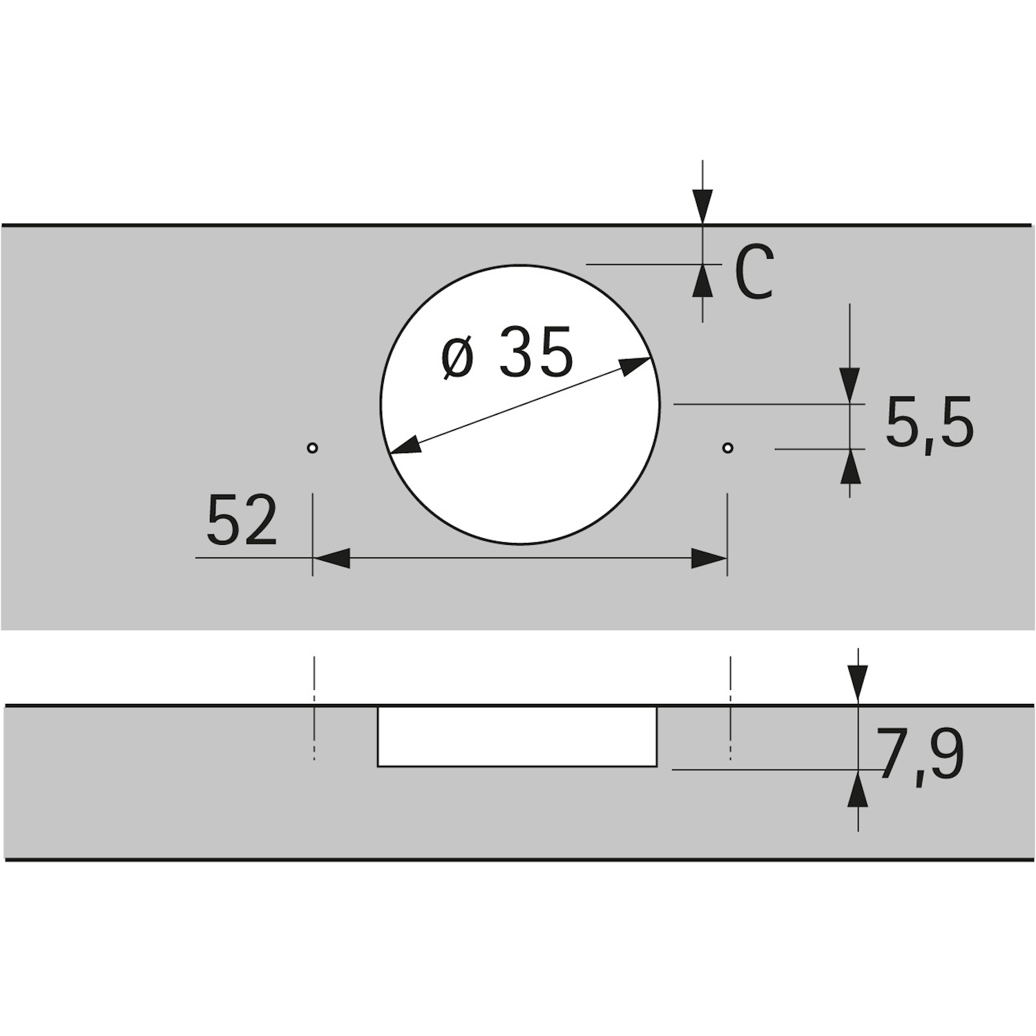 Charnière porte mince Sensys, épaisseur de la porte à partir de 10 mm, avec amortissement intégré (Sensys 8646i), nickelée, en applique, Angle d'ouverture  110°, TH-schéma de perçage 52 x 5,5 mm, à visser (-)