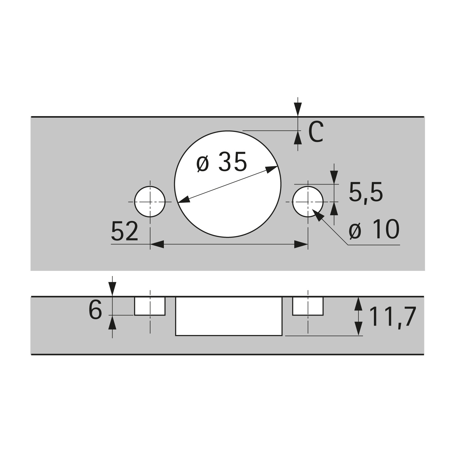 Charnière grand angle Sensys, avec retrait zéro, avec amortissement intégré (Sensys 8657i), nickelée, en semi-applique, Angle d'ouverture  165°, THS-schéma de perçage 52 x 5,5 mm, 48 x 6 mm, montage rapide Fix (ø 10 x 6)