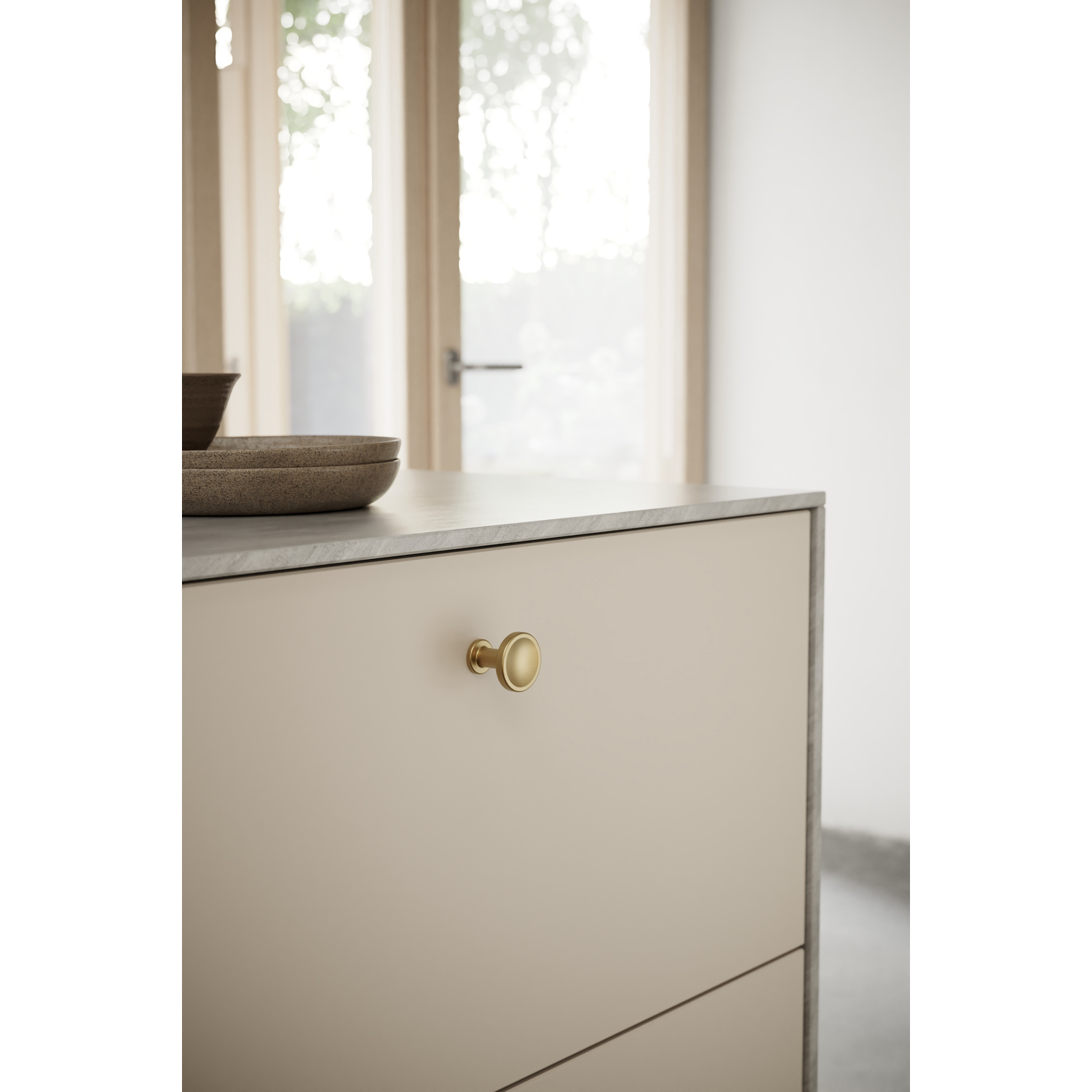 Knop chateau ø30x30 zamak geborsteld goud