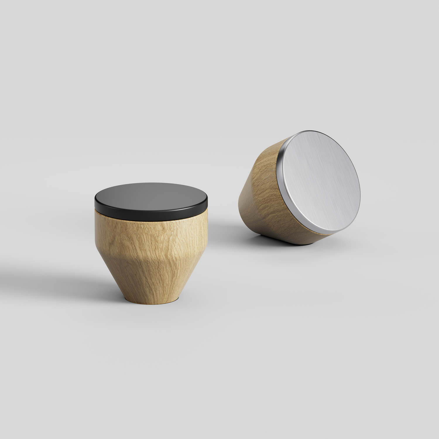 Knop MELURA ø30 h28 eik + gepolijst rvs
