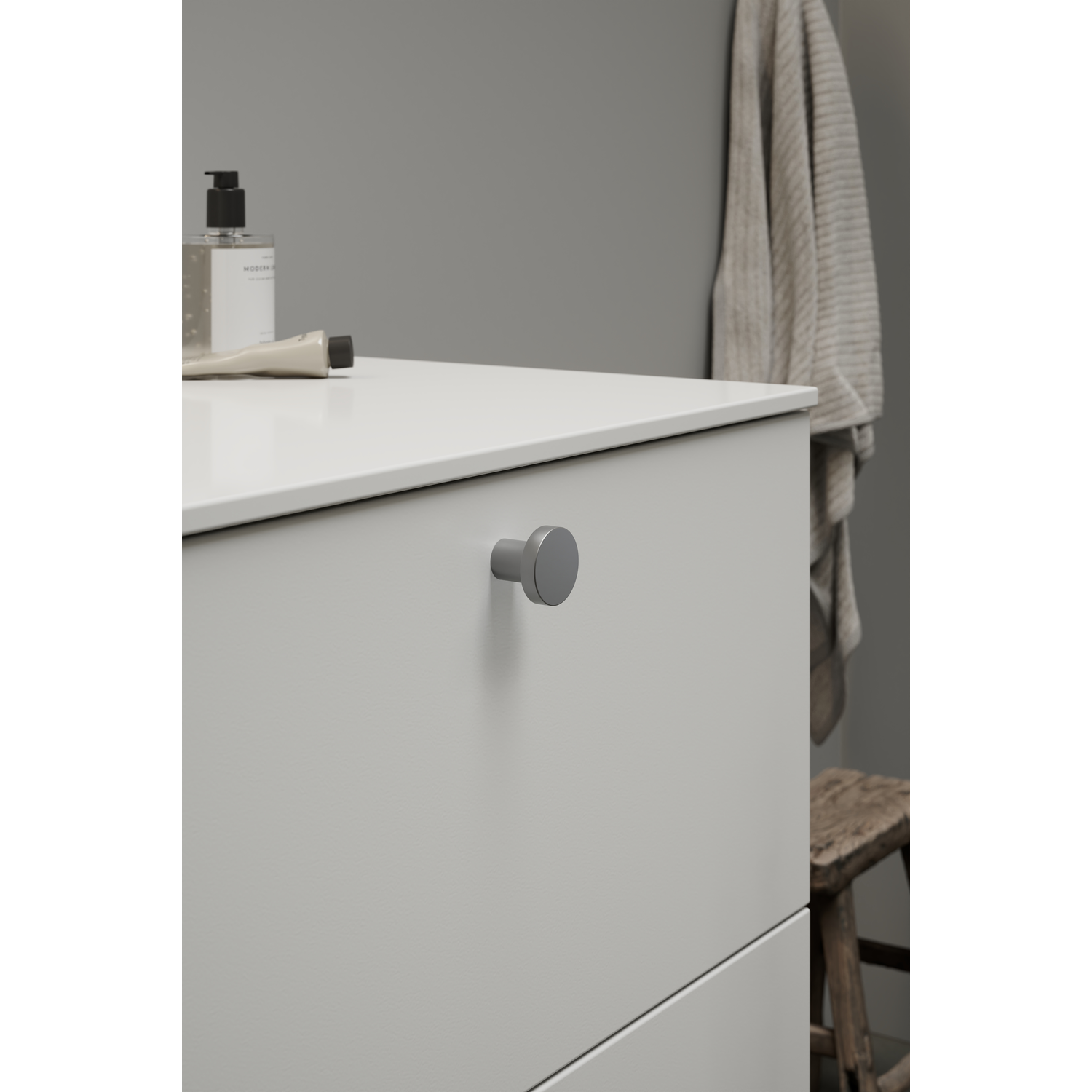 Bouton DOT Ø30 H26 zamac look inox 