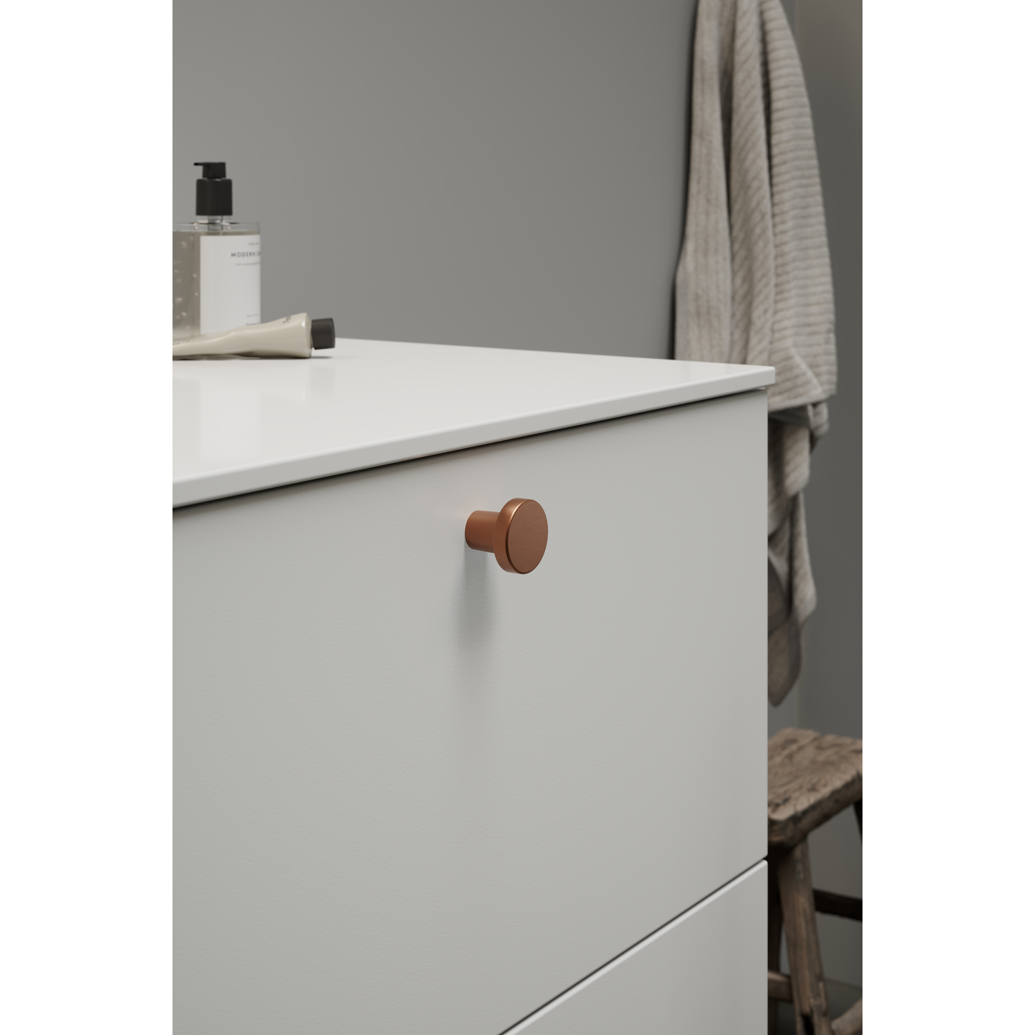 Bouton DOT Ø30 H26 zamac cuivre brossé 