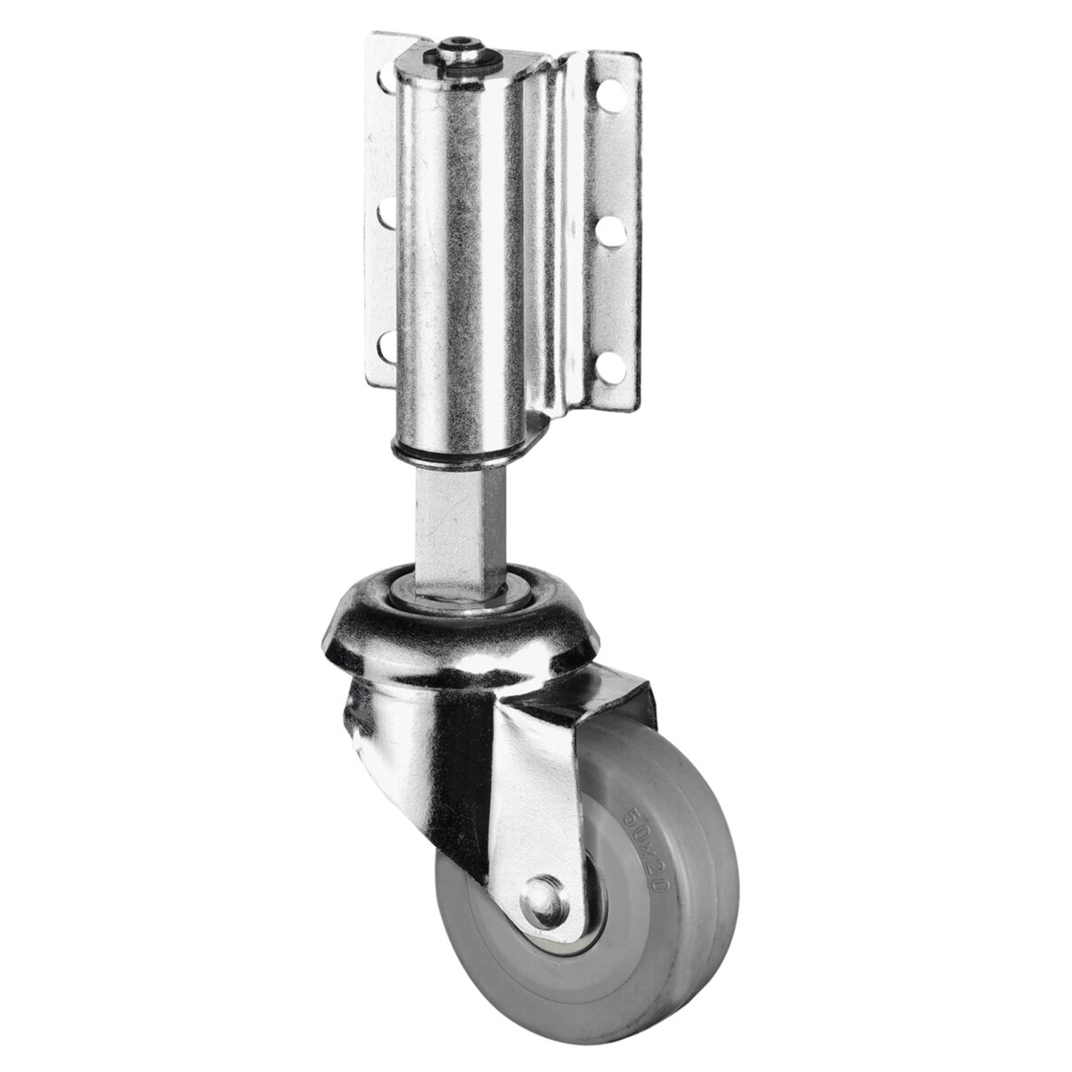 Roulette echelle rotation 50mm caoutchouc roullement bille  