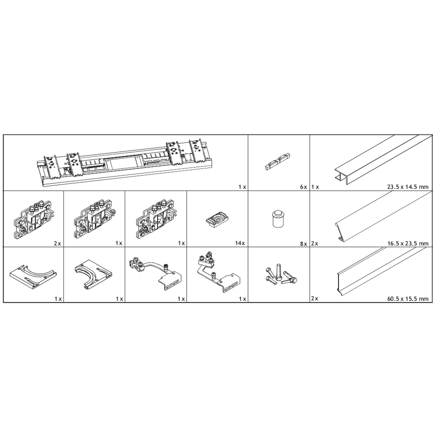 Hawa Frontino 20 H FS garniture, type S4, 1800-1999 mm, 2 portes