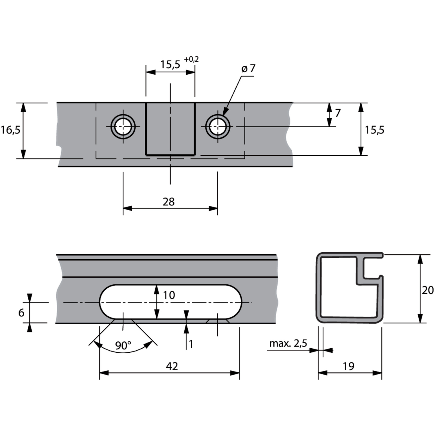 Sensys scharnier voor aluminium frame met geïntegreerde demping (Sensys 8638i), in obsidiaanzwart, opliggend, openingshoek 95°, voor schroefbevestiging (-)