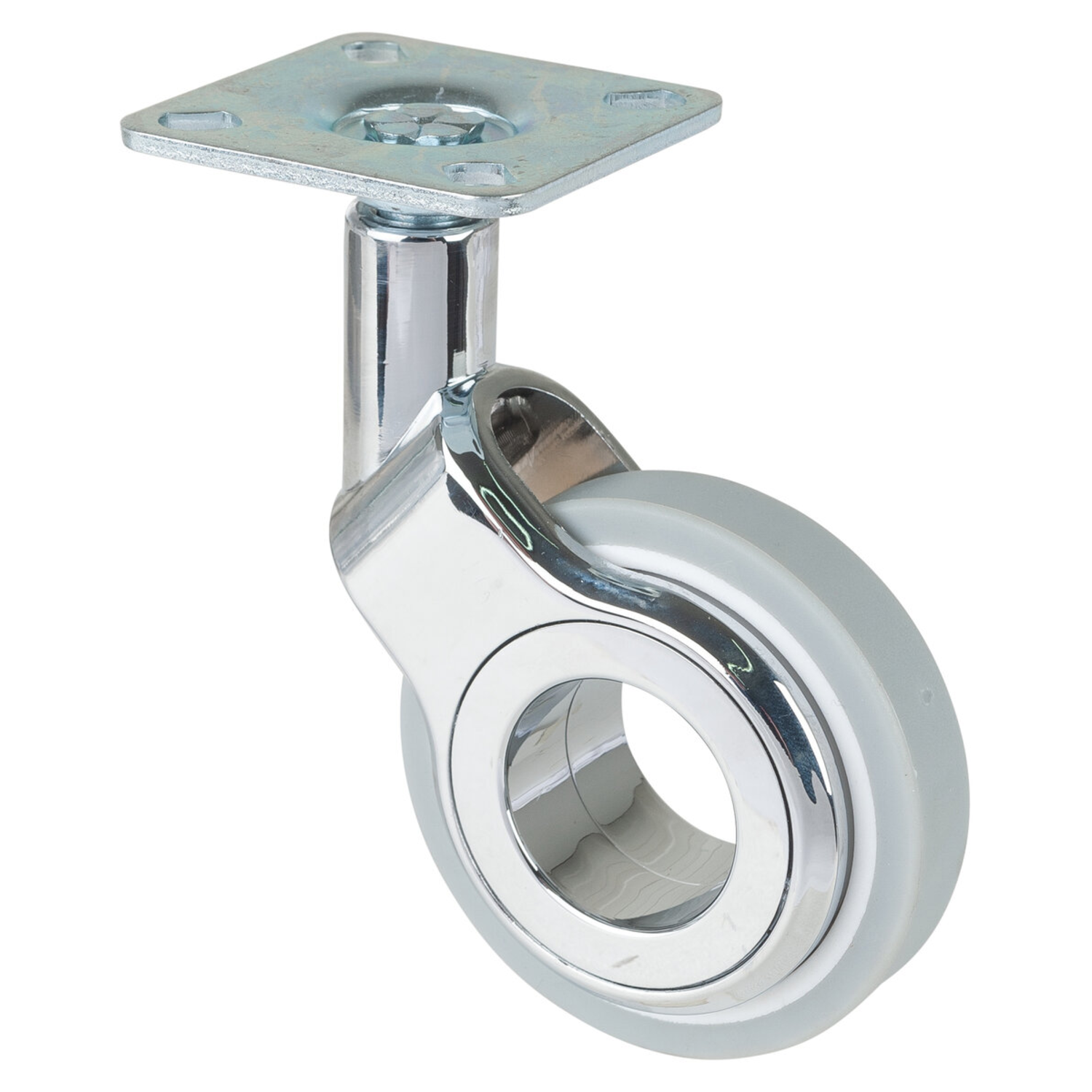 Zwenkwiel d.60 h.95 50kg chr.-grijs/wit design enkel wiel