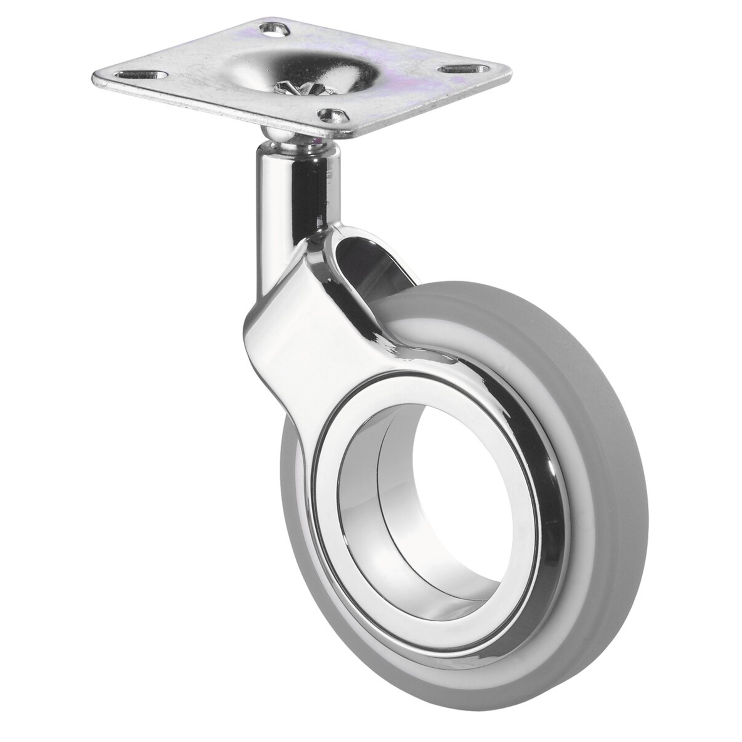 Roul.pivot.d75 h108 50kg chr.-gris/blanc  roulette design simple