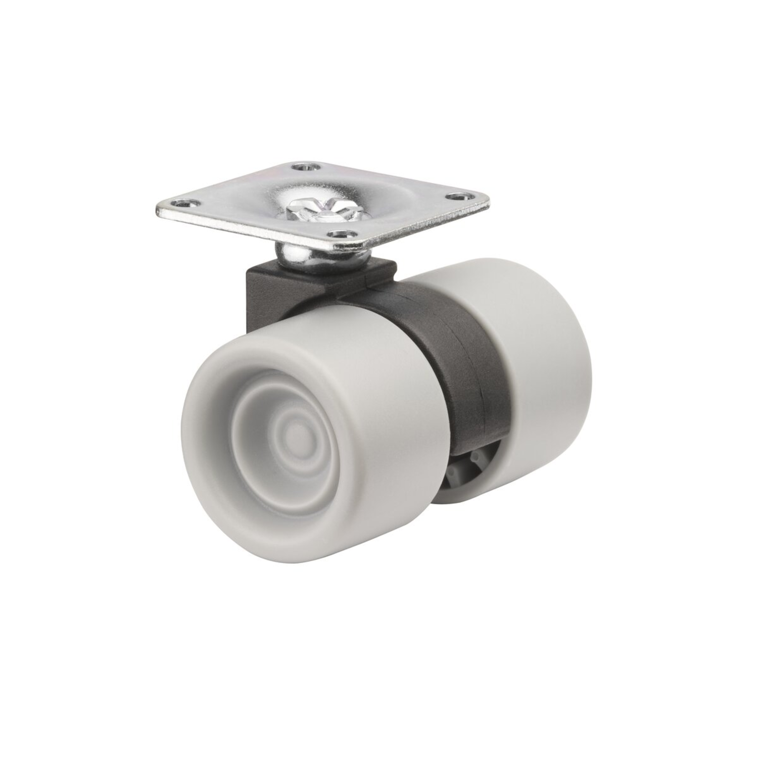 Roul.pivot.d38 h.52 60kg chr.-gris/noir  roulette design double