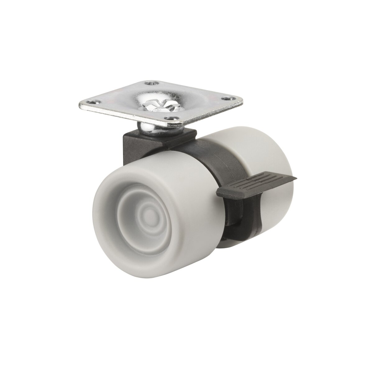 Roul.pivot.+frein d38 h.52 60kg chr.-gris/noir  roulette design double