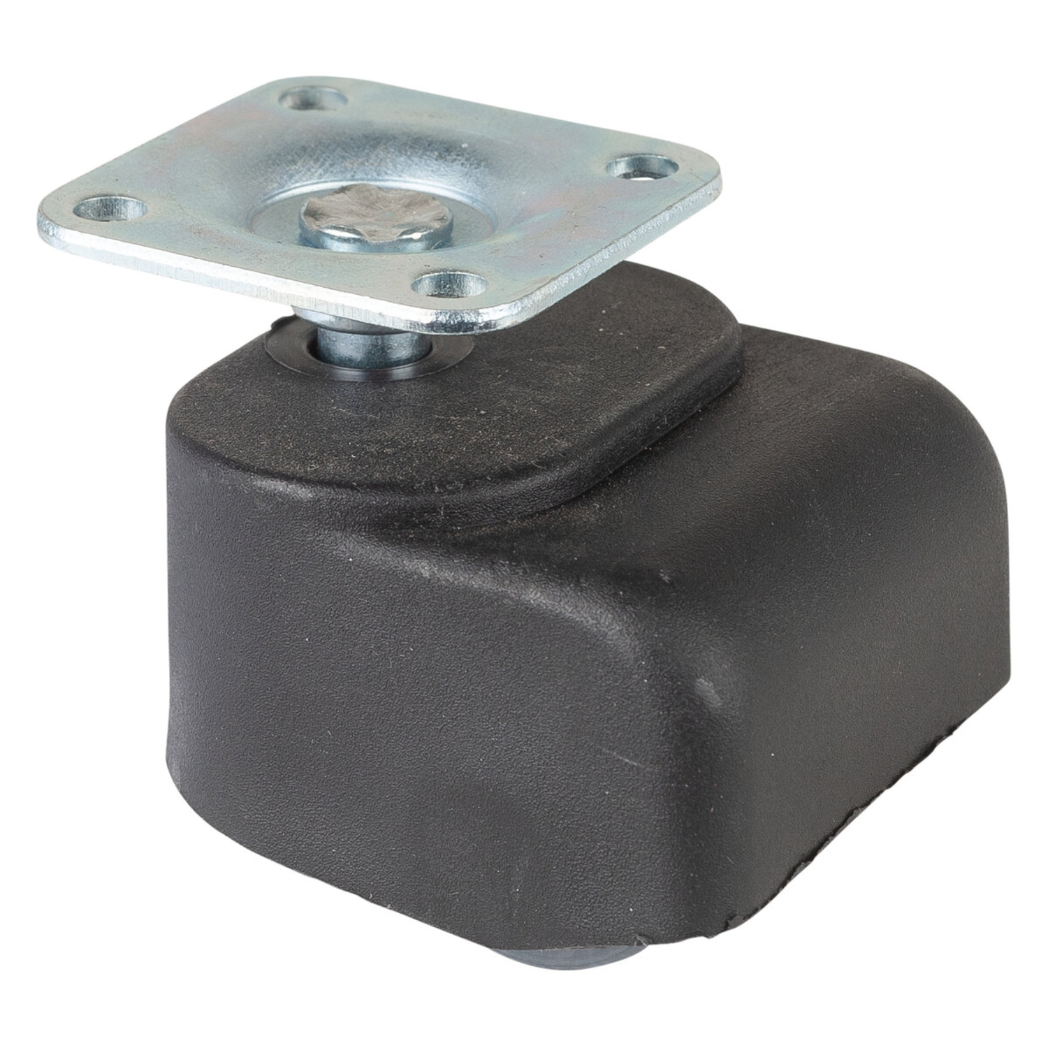Wiel laag model d25 h47 90kg zacht zwart+plaat