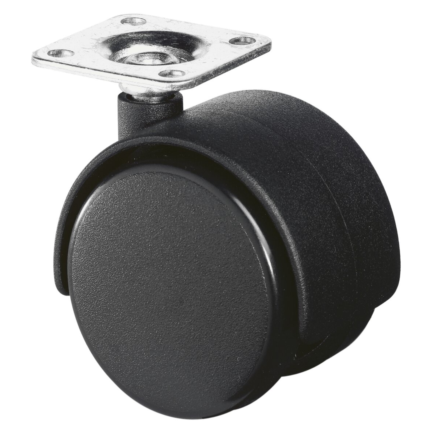 Roulettes doubles sans frein 50mm noir pour meuble  