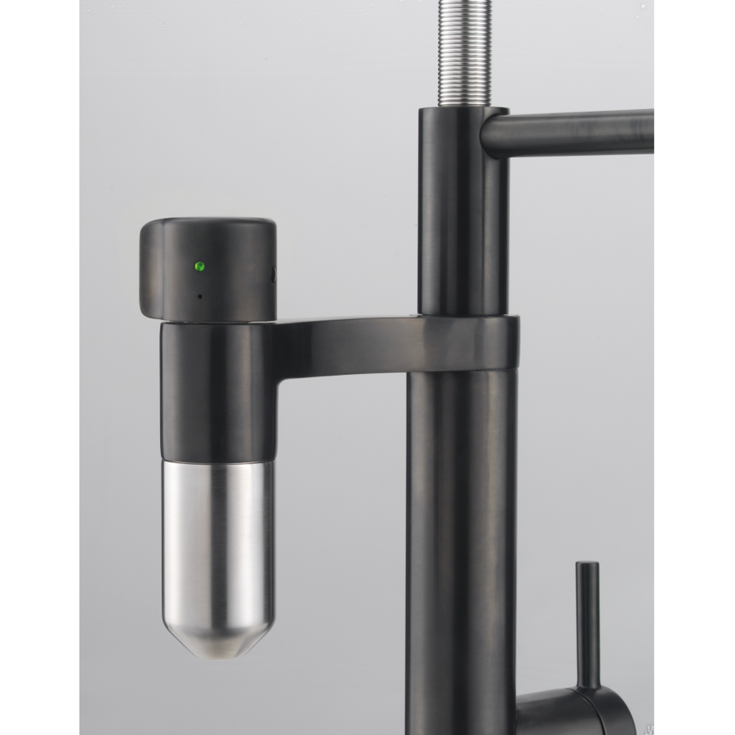 Vital - Système de filtration à bec mobile / 2 jets / Levier sur le côté / Inox Look & Noir mat