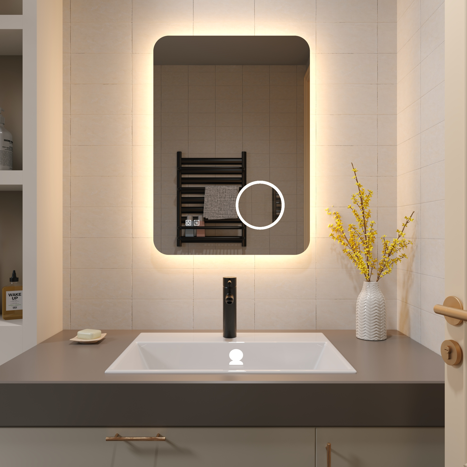 Miroir h700xb500mm+miroir chauff.+kelvin ch+dimmer 