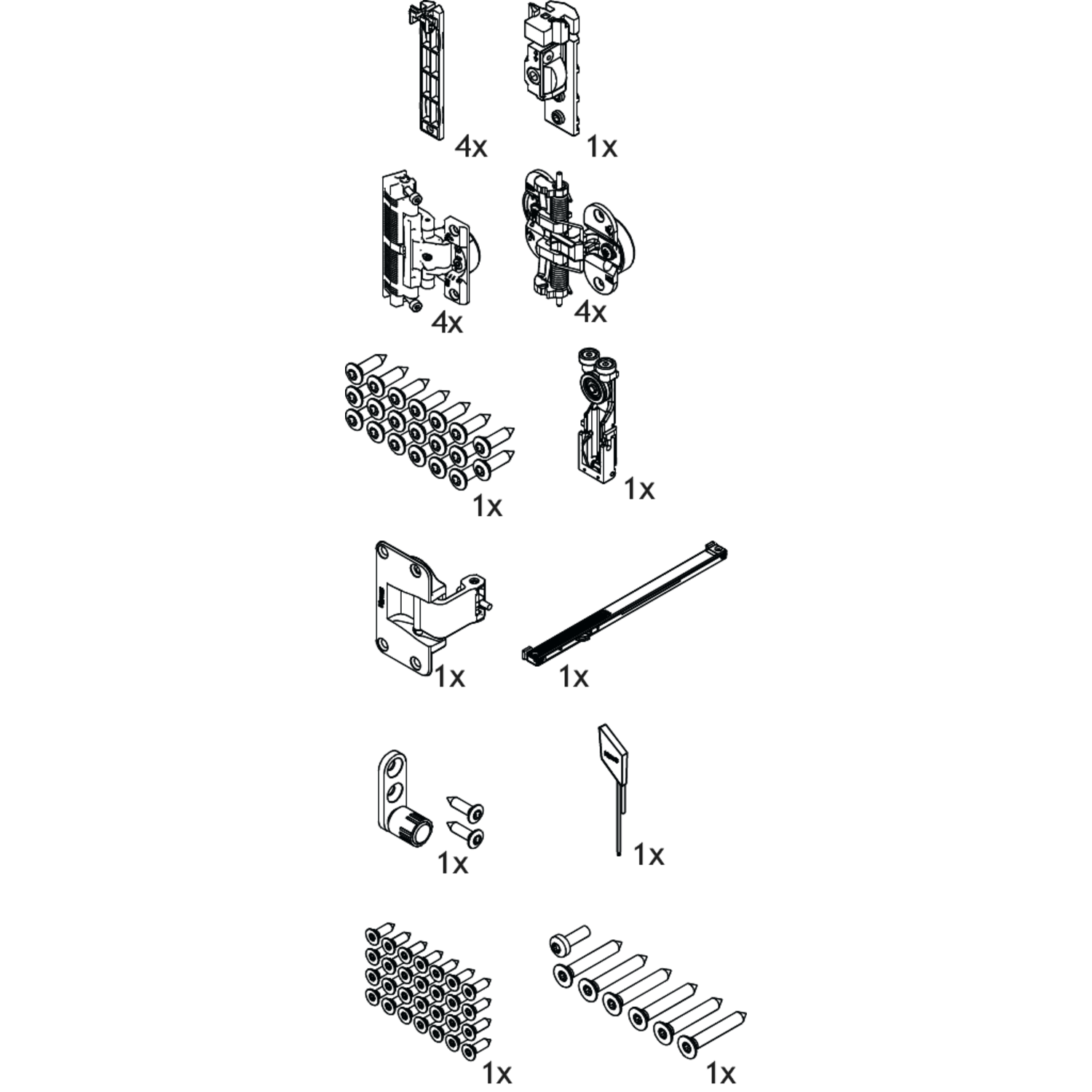 Hawa Folding Concepta III 25 Pull garniture de base hauteur de porte 1900–2700mm