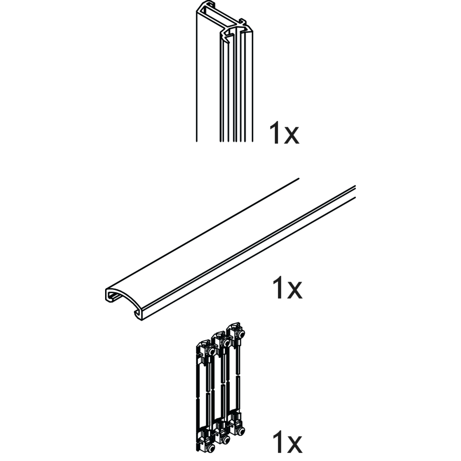 Hawa Folding Concepta III 20 set profilé à charnière noir hauteur de porte 1200–2200mm