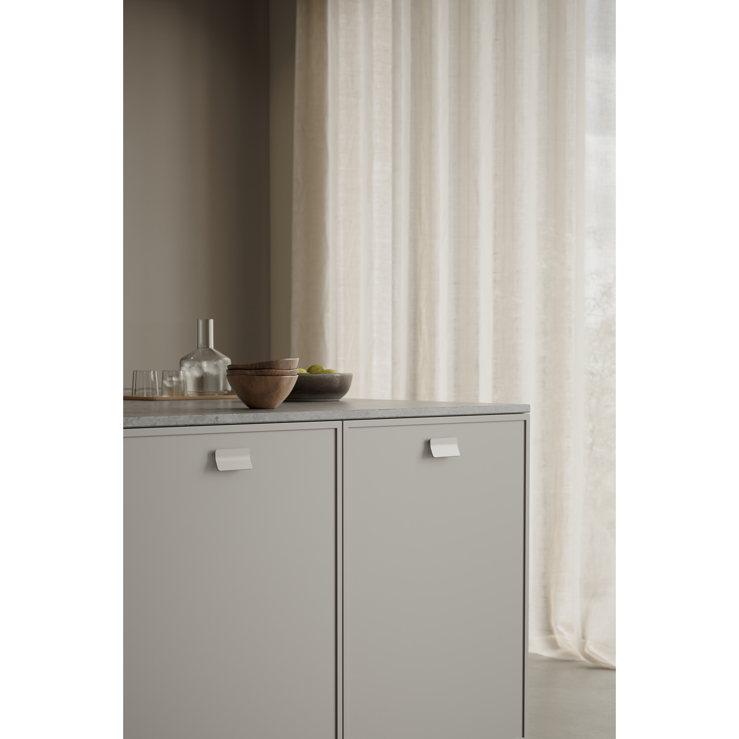Greep LEAF BA64 L85 zamak mat beige
