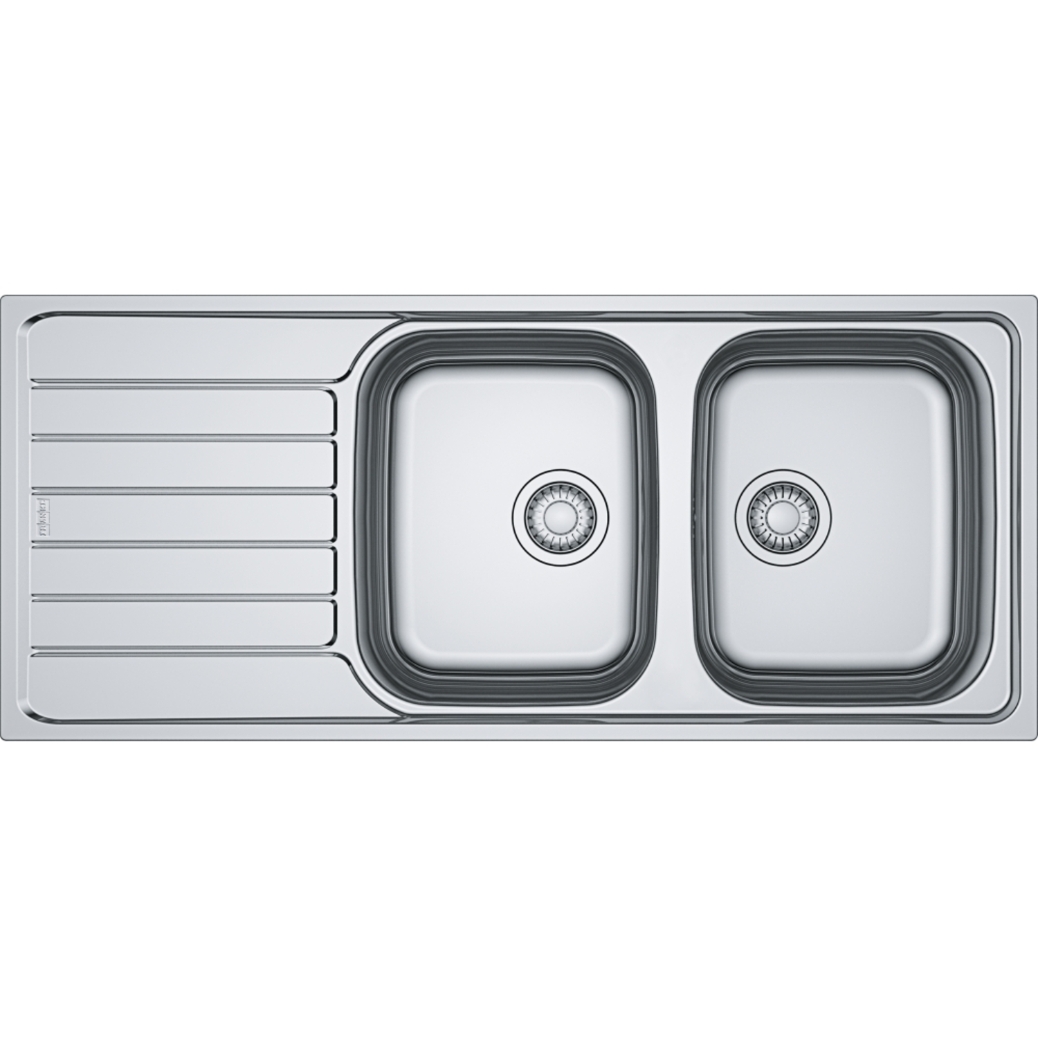 Spark - Inbouwspoeltafel / 1160 x 500 mm / 2 bakken / Glad / Omkeerbaar