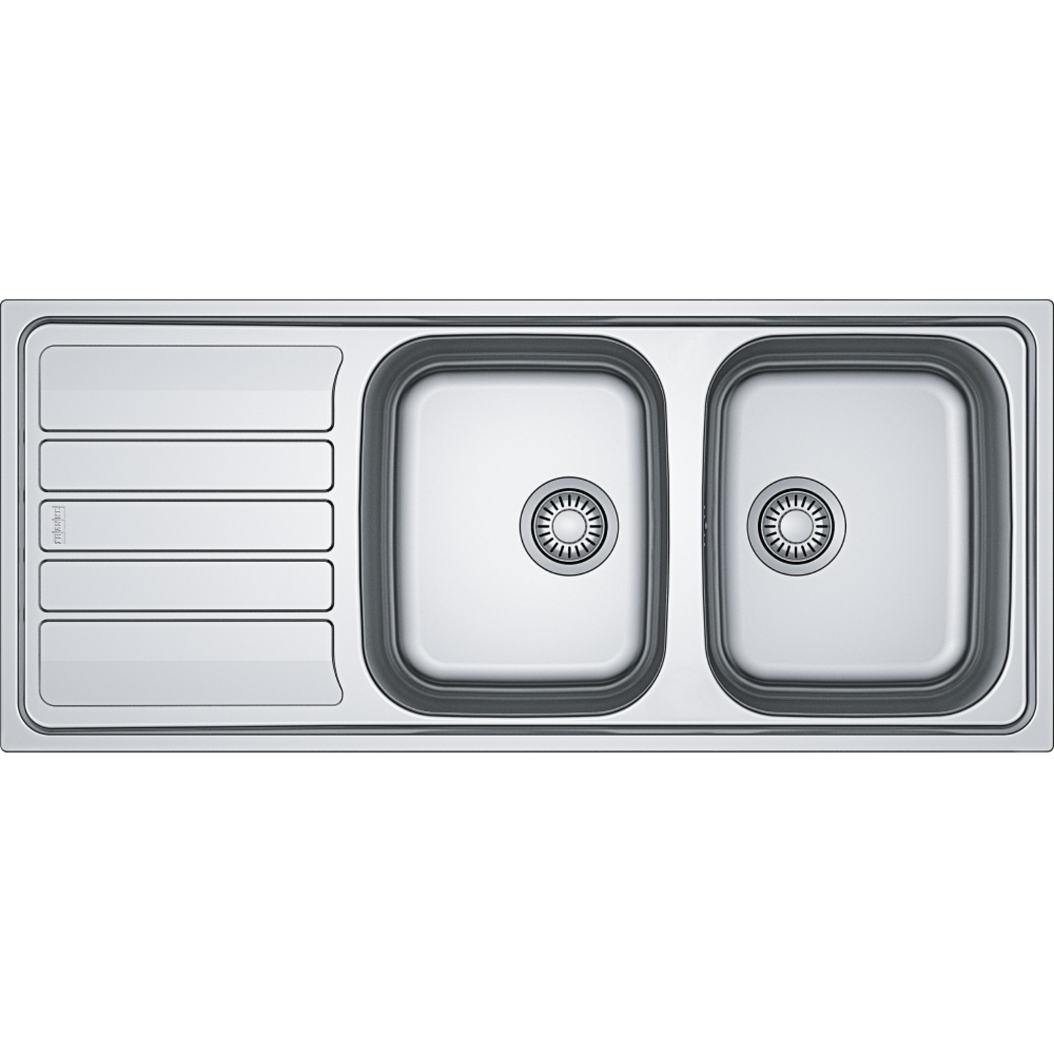 Flash - Inbouwspoeltafel / 1160 x 500 mm / 2 bakken / Glad / Omkeerbaar