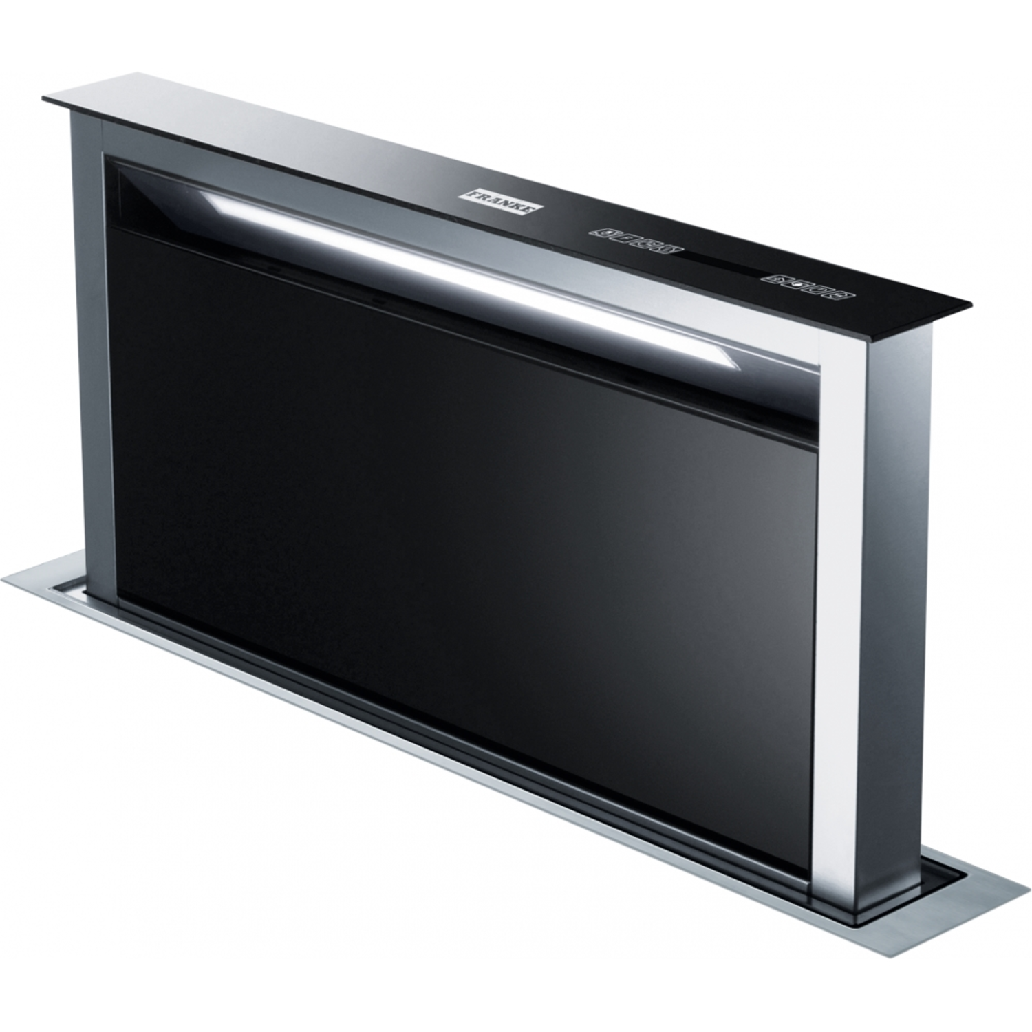 Downdraft - hotte plan de travail / 900  mm/ inox-Verre noir