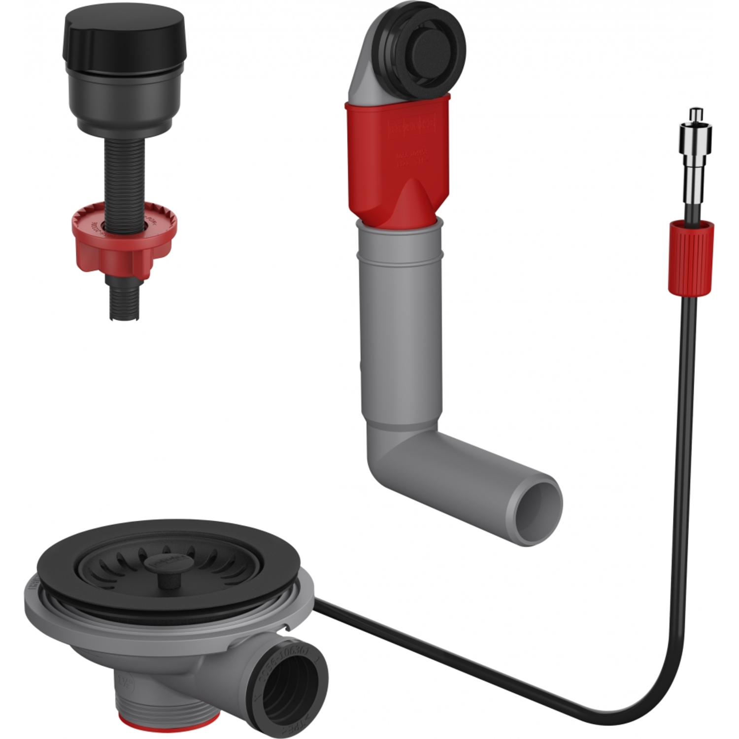 Colorline - Vidage automatique 1 cuve / Trop plein rond & Bouton rotatif inclus / Noir mat