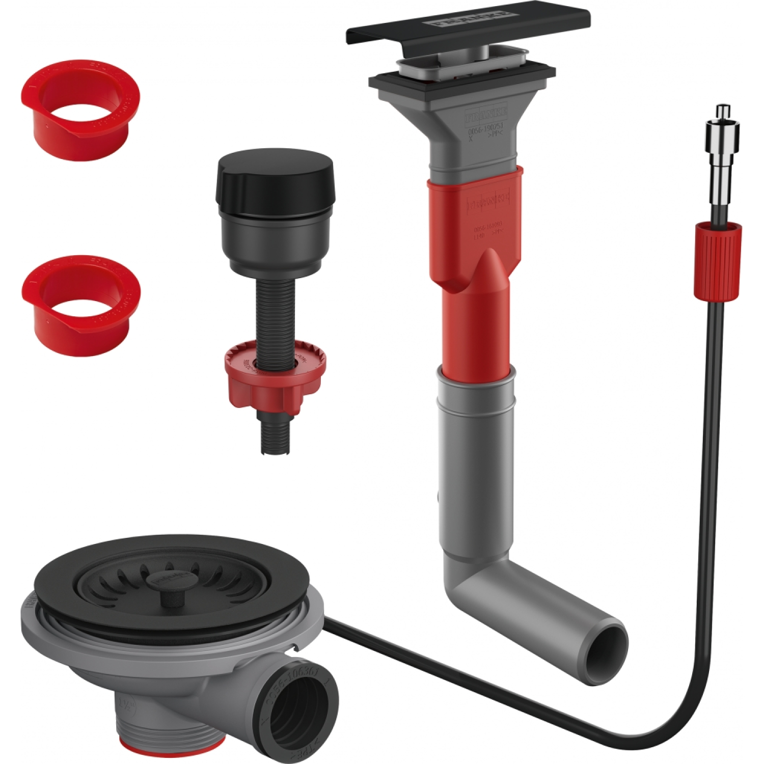 Colorline - Vidage automatique pour 1 cuve / Trop plein rectangulaire & Bouton rotatif & 2 Entretoises / Noir mat